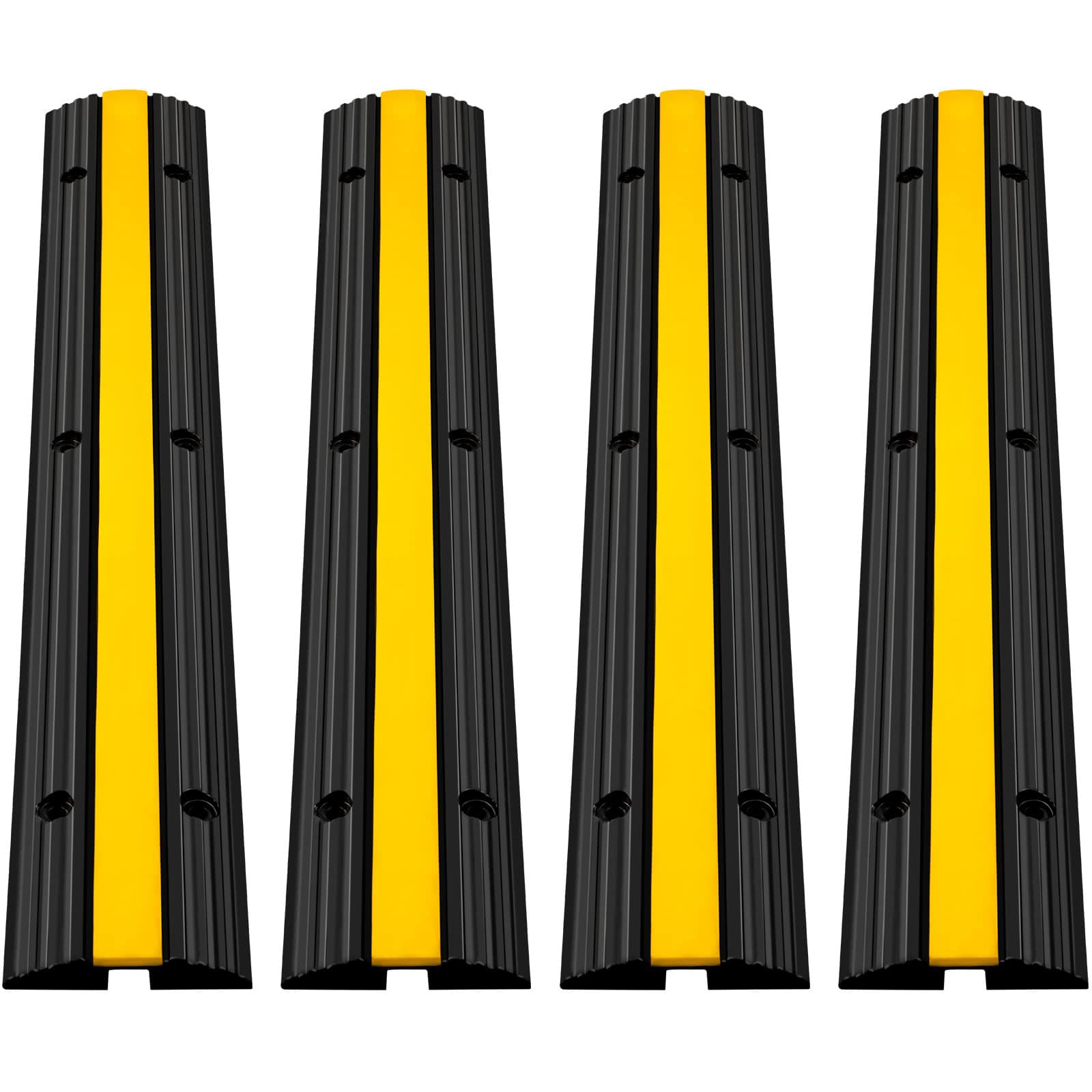 TEMU Vevor 4 Pack Of 1-channel Rubber Cable Protector Ramps Heavy Duty 22046lbs Load Capacity Cable Wire Cord Cover Ramp Driveway Hose Cable Ramp Protective Cover