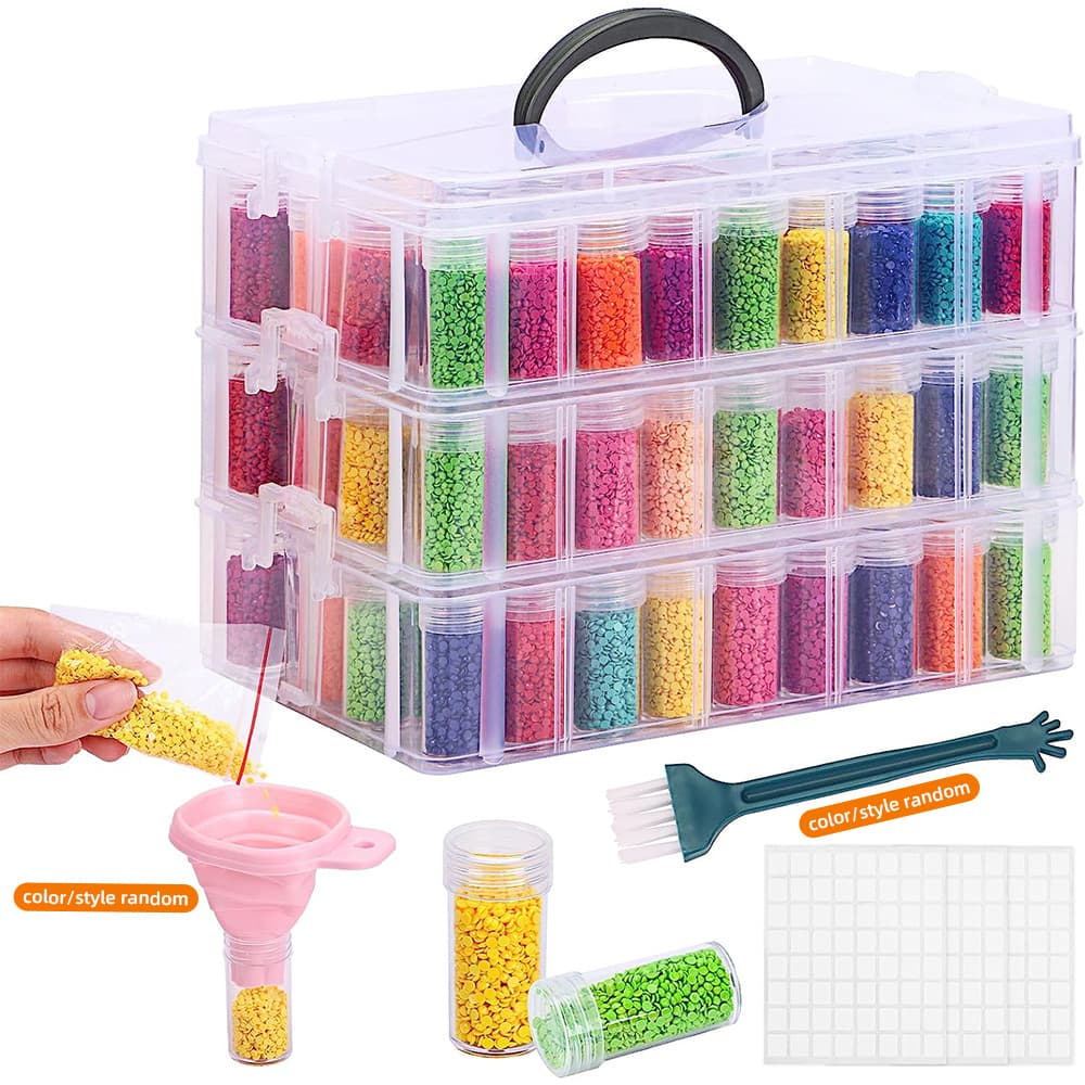 TEMU Whonline 3-tier Diamond Painting Storage Container, 150 Slots Portable Bead Organizer Box, Stackable Crafts Organizers For Diy Craft Jewelry Bead Storage, For Halloween And Christmas