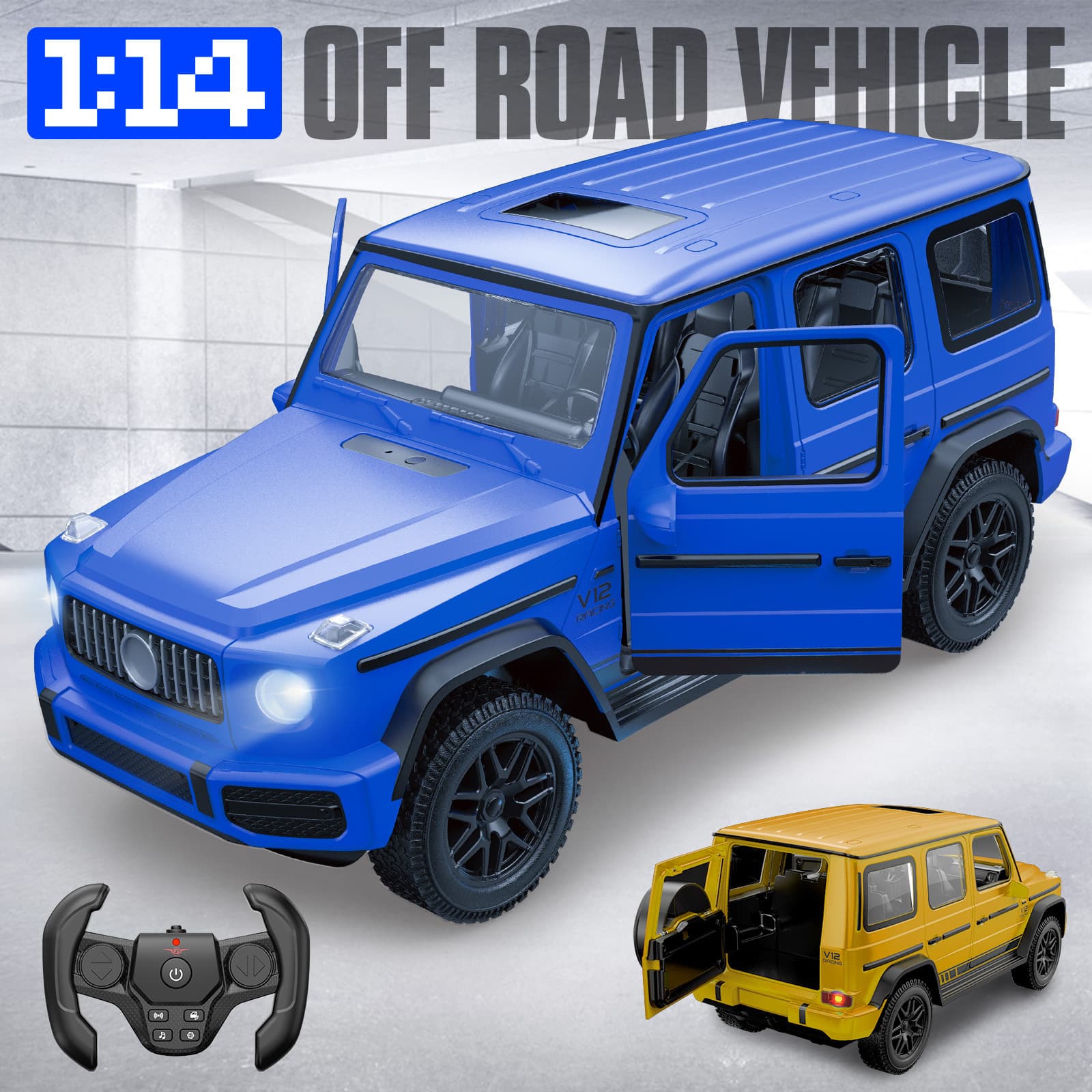 TEMU Big Remote-controlled Car Off-road Vehicle Gesture Sensing Rc Cars Electric Door Opening With Led Lights Children's Toy Rc Car Oversized 6-12 Year Old Boy Birthday Gift