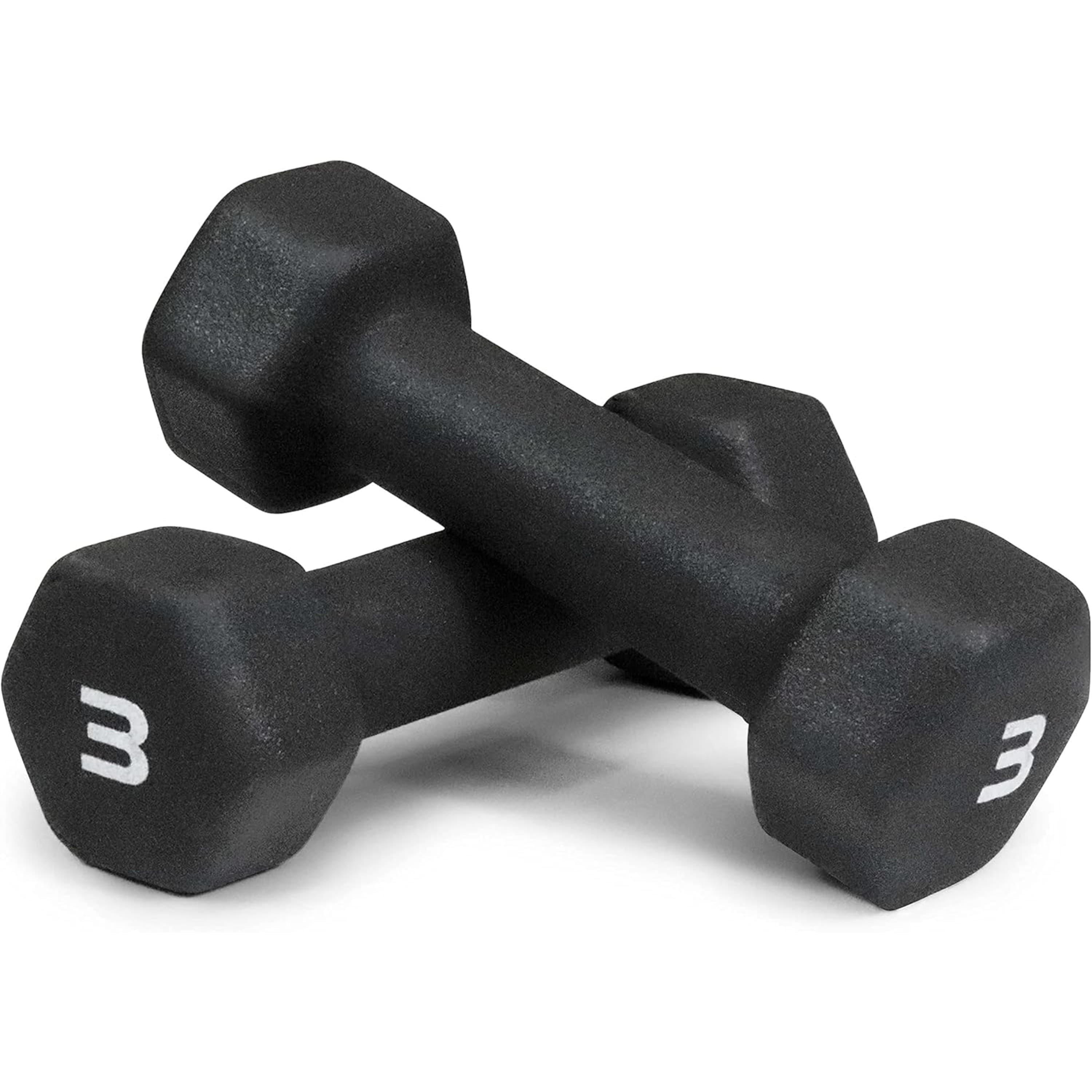 TEMU Black Neoprene Dumbbells, Non-slip & Hex Shape, Great For Strength Building & Weight Loss, Home Use And Small Studio, 3 Lb Pair