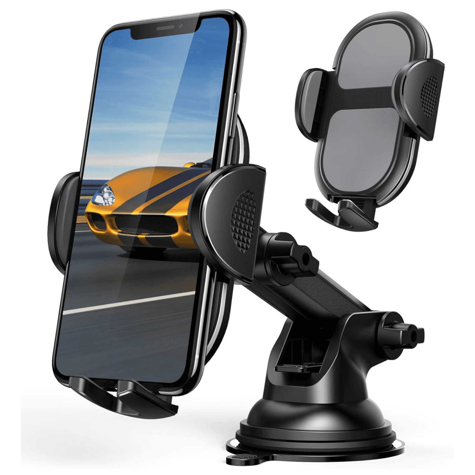 TEMU 2-in-1 Car Phone Holder Mount Phone Mount For Car Dashboard Universal Fit For Smartphones Suction Hands Free Cellphone Holder Clip Adjustable Angle & Length Car Accessories Car