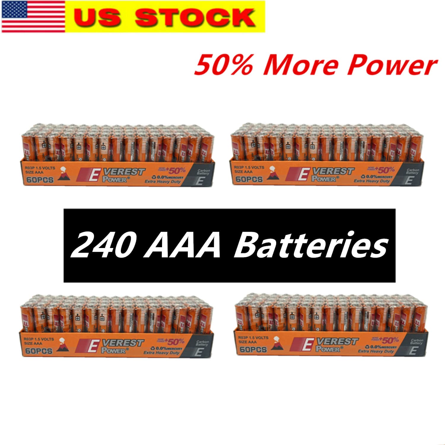 TEMU 240 Pieces Of Aaa Batteries Extra Heavy Duty 1.5v. Wholesale Lot 50 Percent