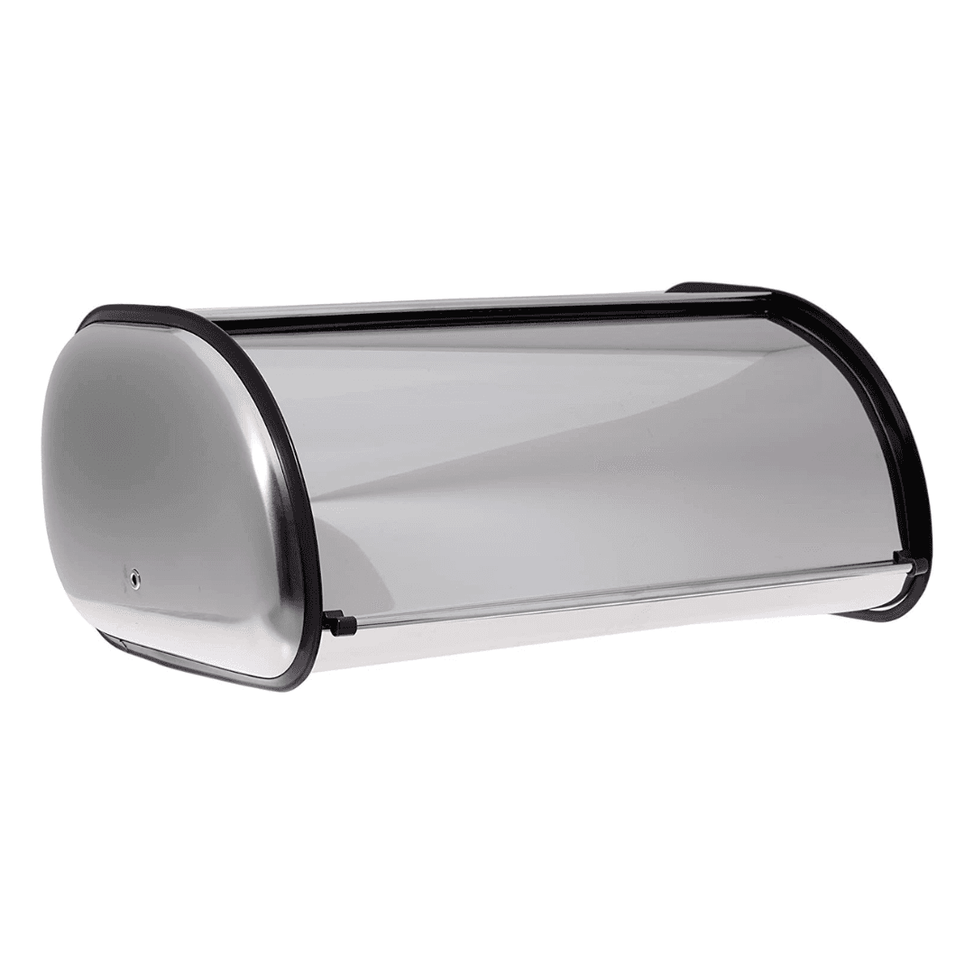 TEMU Stylish Large Capacity Stainless Steel Bread Box - 16.5"x10"x7" Bin - Sleek Brushed Stainless , Swing Down Door, Cool Dark Interior, Baked Goods Fresh - Any Kitchen