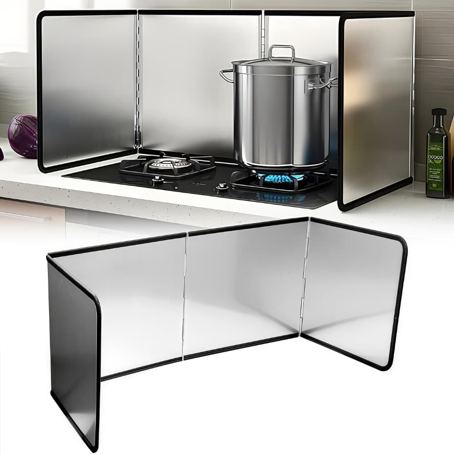 TEMU 4 Sided Foldable Stainless Steel Splatter Guard, For Frying Stove , Oil Splash Guard Anti Splatter Shield Grease Splatter Screen Kitchen Backsplash Protector