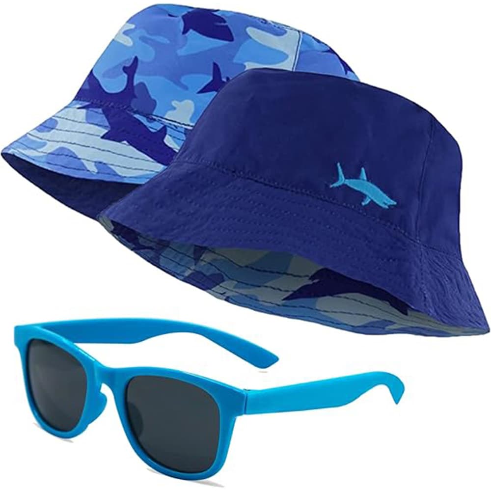 TEMU Kids Bucket Hat For , Packable Fun & Cool Reversible Beach Sun Teen Toddler Bucket Hat With Sunglasses 3-14y