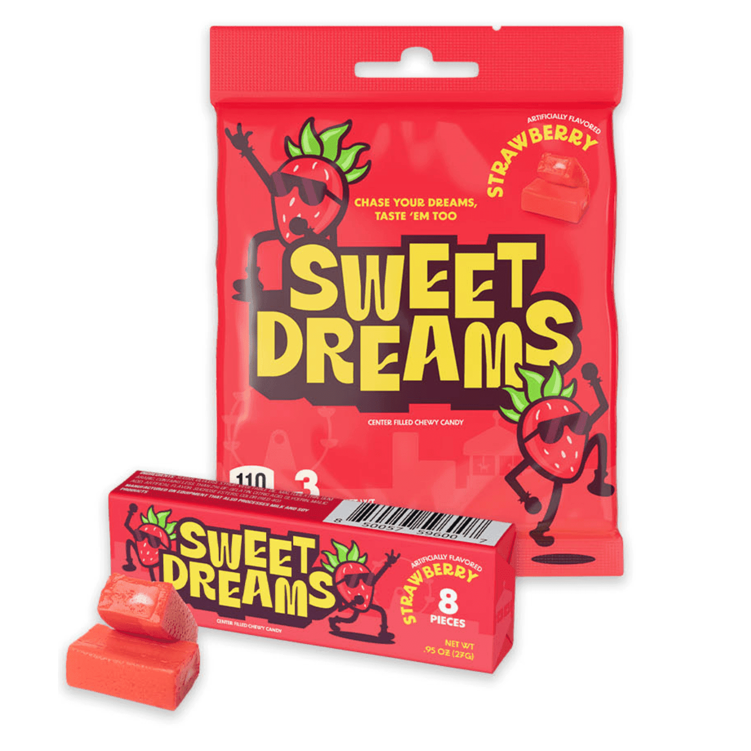 TEMU Strawberry Center-filled Chewy Candy, Fruit Chews, Soft Candy Sticks, 3 Sticks Per Bag, Party And Holiday Treats,easter Gifts For Kids Boys Girls