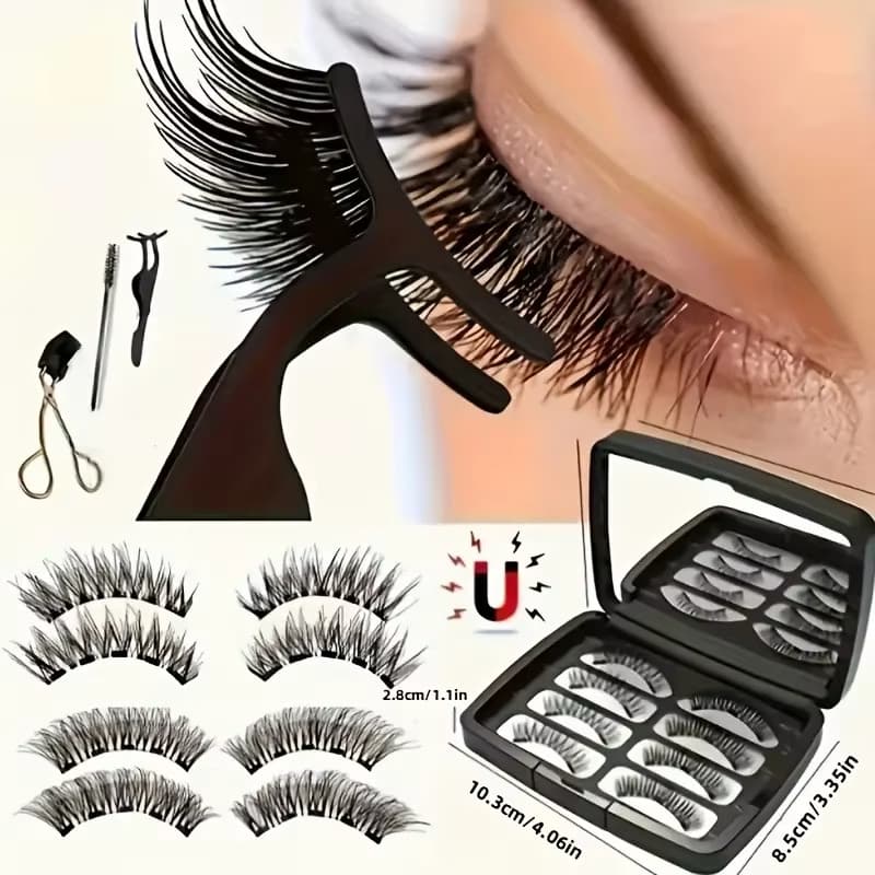 TEMU Easy-to-apply False Eyelashes Set Reusable,no Glue Required-natural And Volume, Comfortable For Beginners