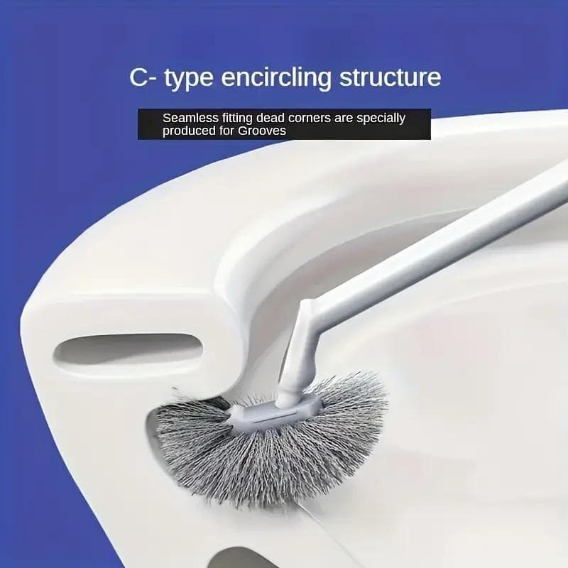 TEMU Wall-mounted Soft-bristle Toilet Brush With A Long Handle For No Dead , Complete With A Base, Suitable For Squat Toilets And Standard Toilets