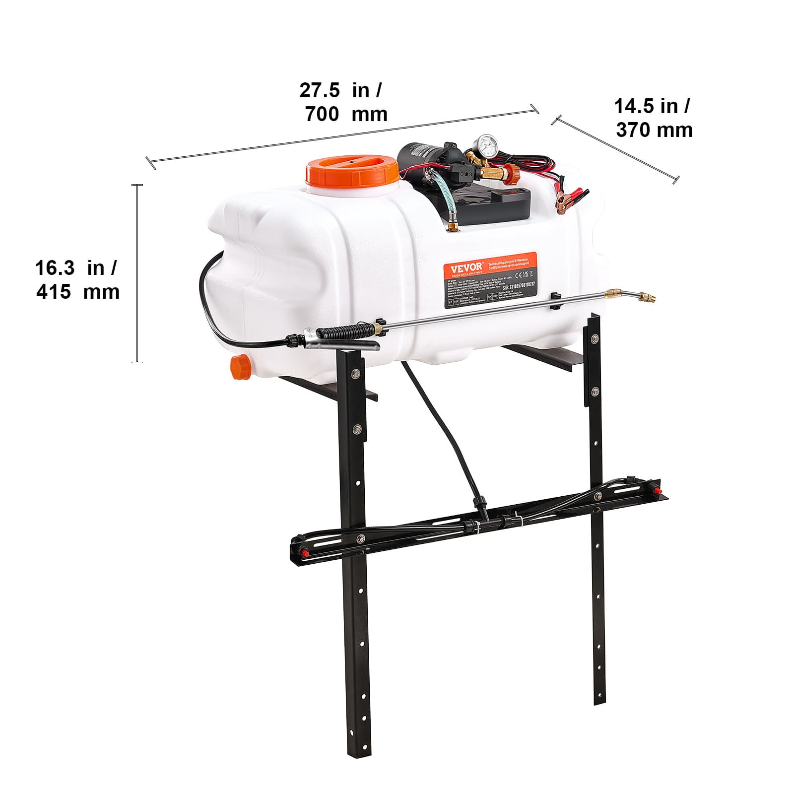 TEMU Vevor Atv Spot Sprayer, 15.9 Gal/60 L Atv/utv Broadcast Sprayer With A Nozzle Boom, 12 V Pump Sprayer With Water Tank, 1.9 Gpm Flow Rate, Adjustable 0-72 Psi, 20ft Hose, White