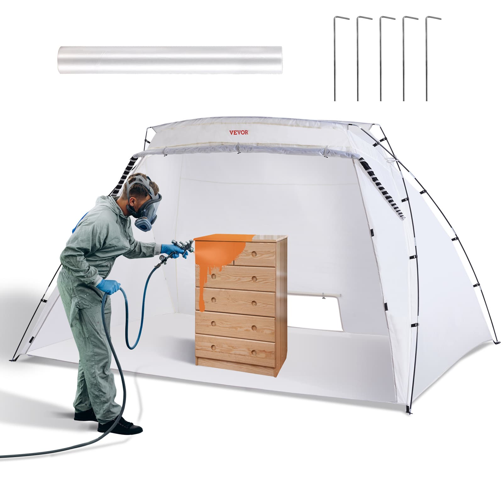 TEMU Vevor Spray Paint Shelter Spray Paint Tent 90*62*62in/120*84*72in Portable Paint Booth Diy
