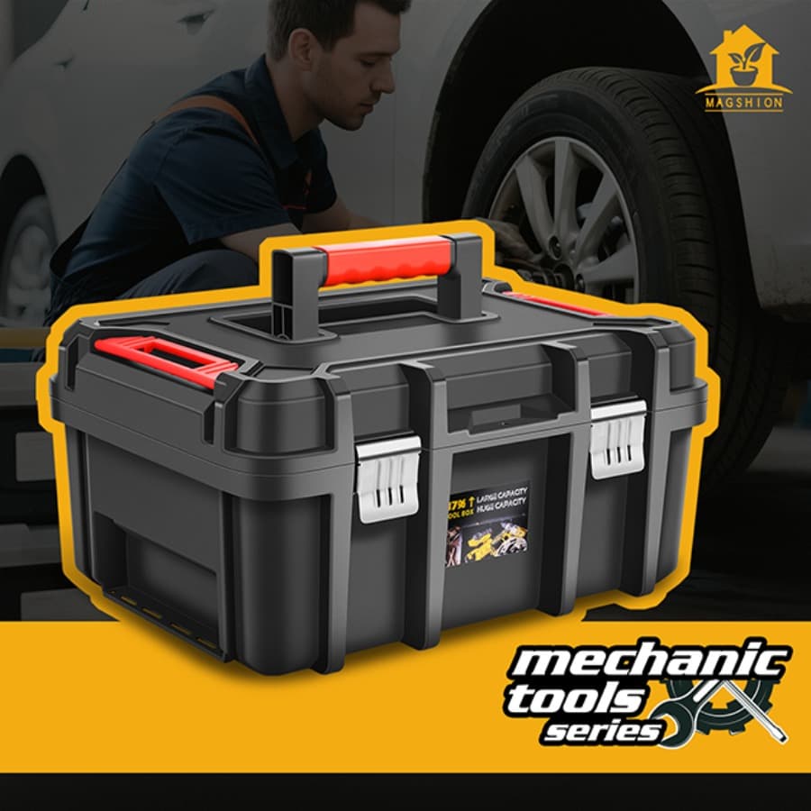 TEMU Tool Box Lockable Organizer Storage Toolbox With Removable Tray For Workshop Garage Household Large Capacity