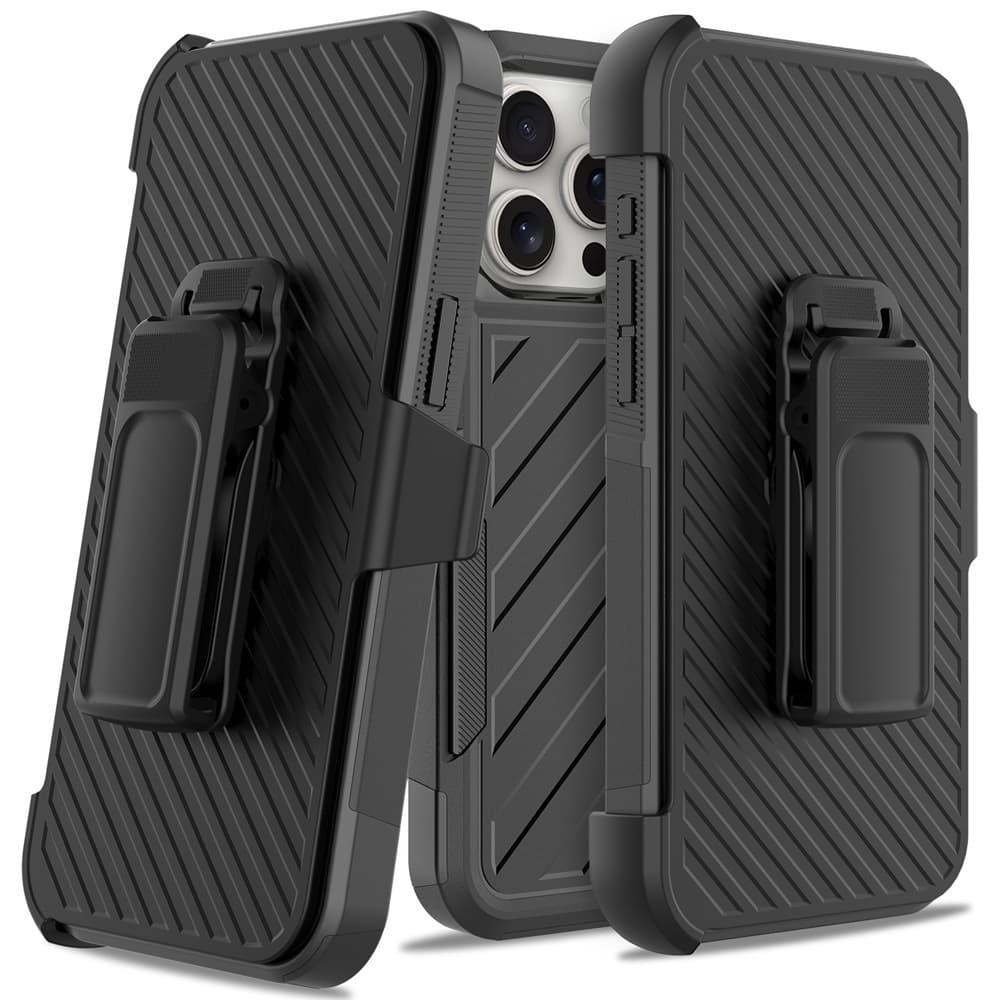 TEMU For Iphone 16 Pro Max / Iphone 16 Pro / Iphone 16 Plus / Iphone 16 Phone Case, Hybrid Armor Case With Belt Clip Holster Cover
