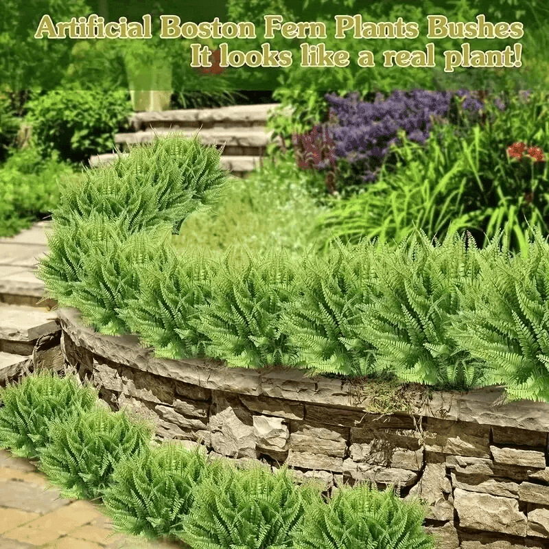 TEMU 10 Pack Artificial Plants Fake Boston Fern Plastic Fake Ferns Large Faux Ferns For Outdoor Artificial Greenery Plants For Indoor Porch Home Decor