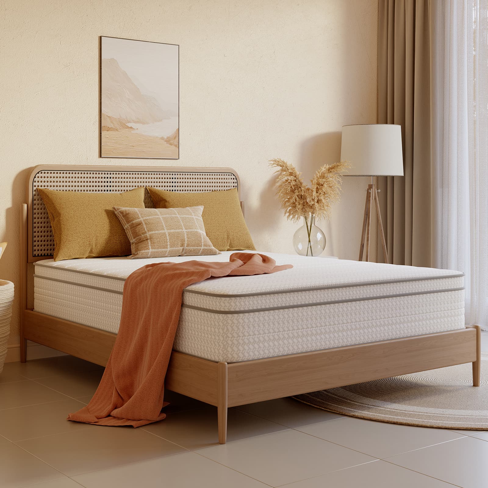 TEMU Sweetnight 6/8/10/12/14 Inch Memory Foam Hybrid Mattress With Pocket Springs, Twin Xl, Full, Queen, King, Sizes In A Box, Medium Firm, Mattresses For Support , Fiberglass-free