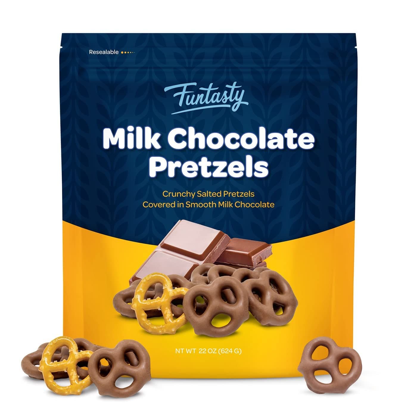 TEMU Funtasty Milk Chocolate Covered Pretzels, Sweet And Salty Snack, 22-ounce Bag