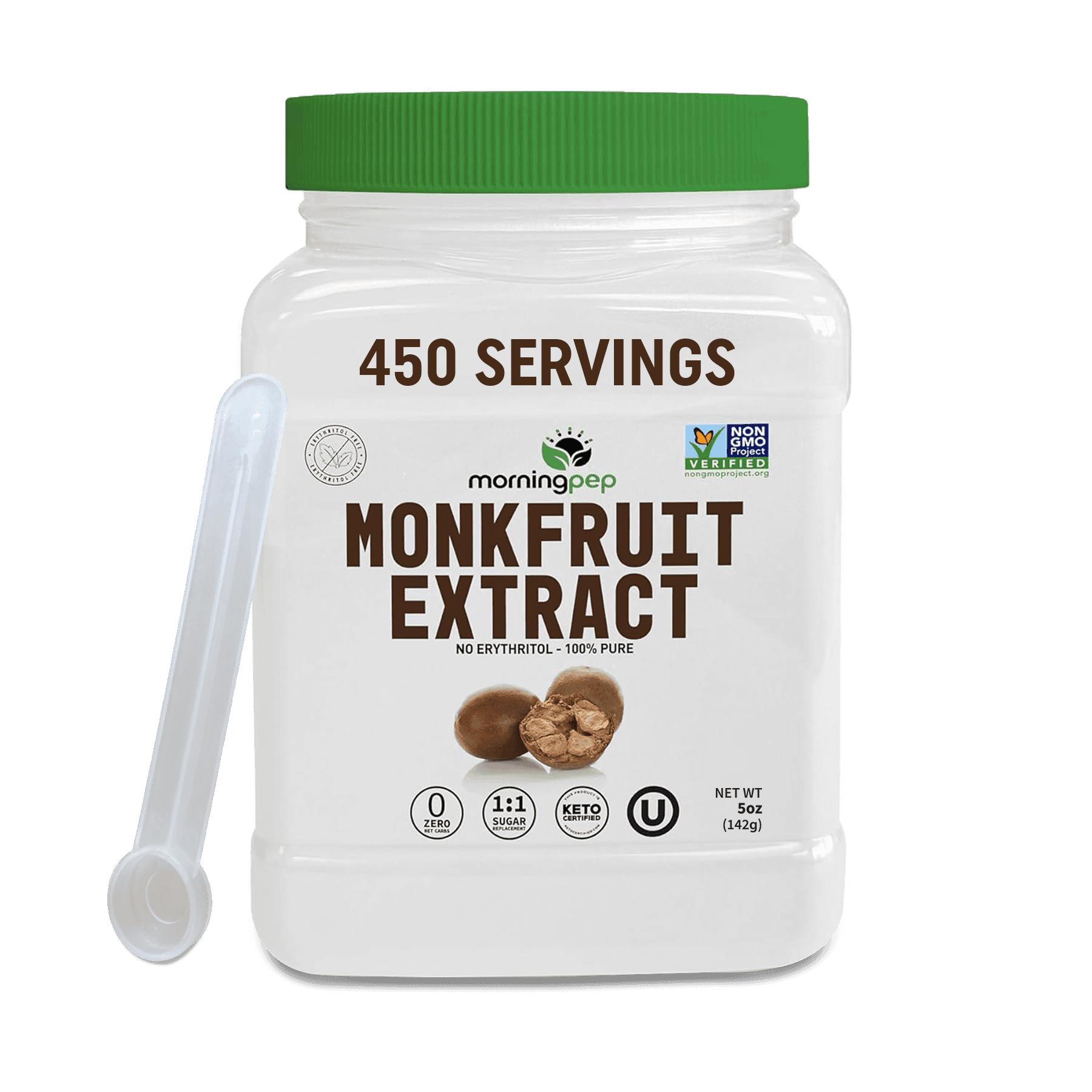 TEMU Morning Pep 100% Pure Fruit Extract Sweetener, No Erythritol, Monkfruit Extract Powder, Non-gmo Project Verified, Keto Certified, Ou Kosher, No Fillers 0 Calories