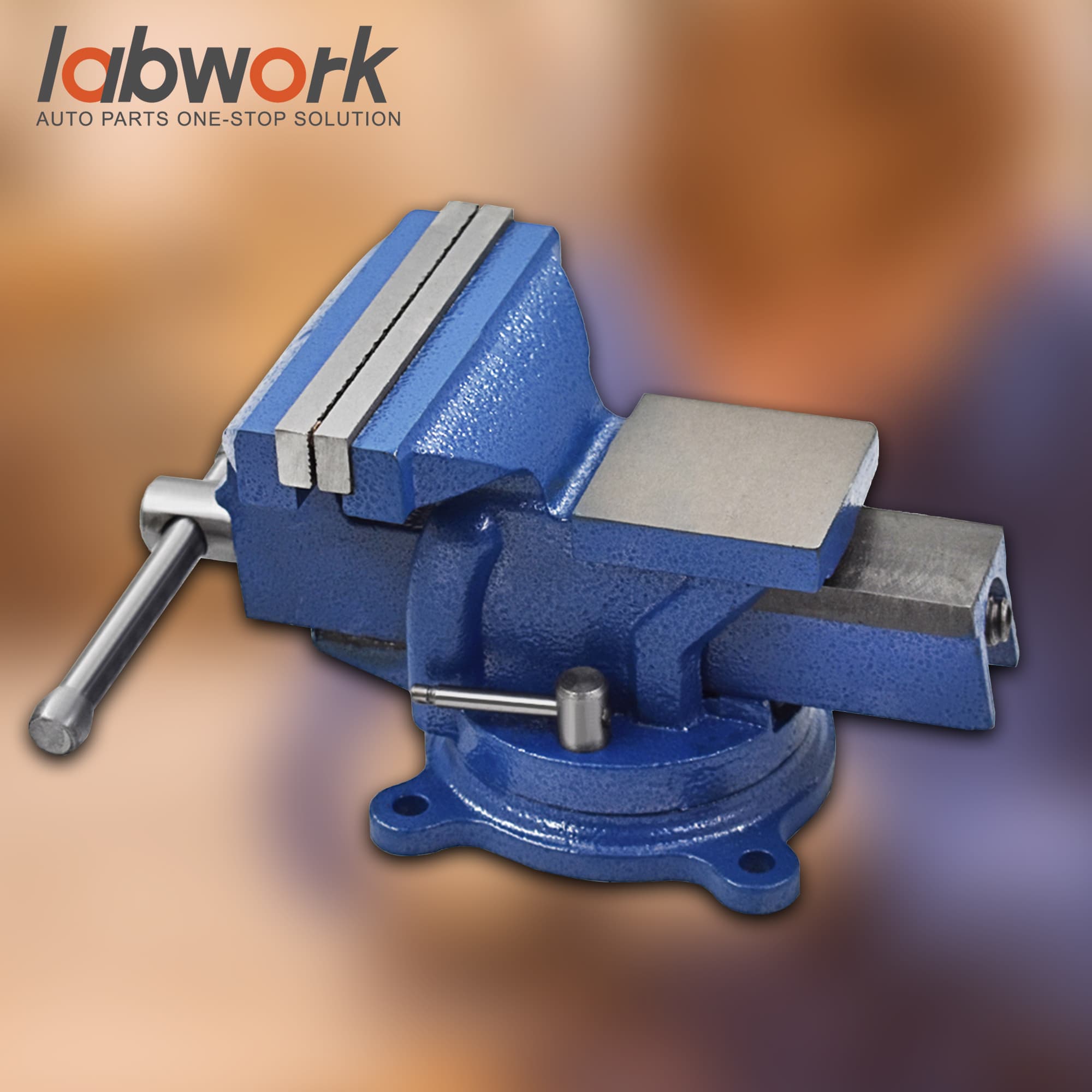 TEMU 4inch Blue Bench Vise With Anvil 360 Swivel Locking Base Table Top Clamp Heavy Duty Vice In Manual , Woodworking Metalworking And Repair Work