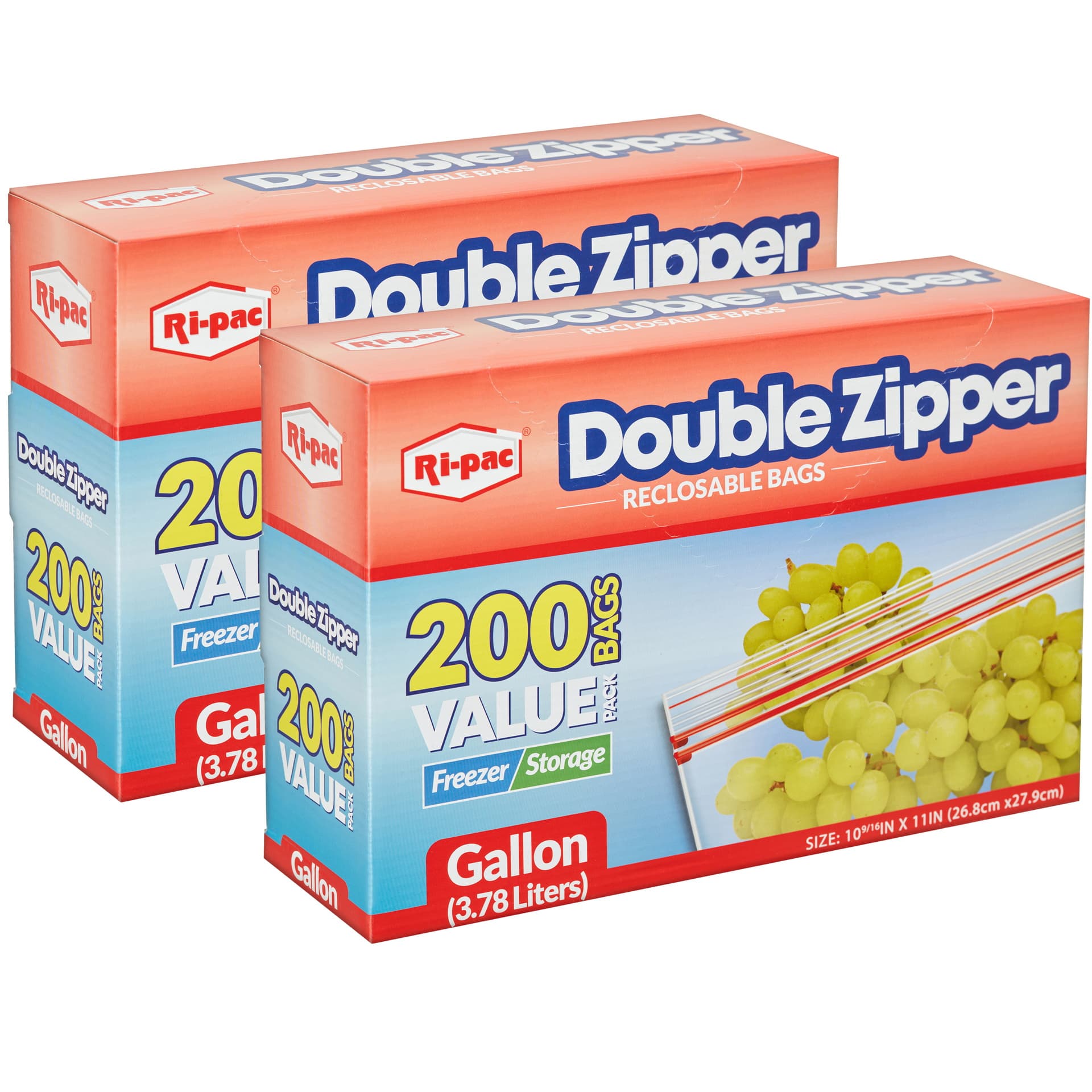 TEMU Double Zipper ,200 Bags, Gallon Size, Set Of 2, 400 Bags Total