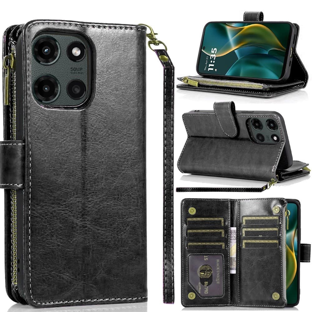 TEMU For Motorola Moto G 2025 Phone Case, Luxury Wallet Card Id Zipper Money Holder Case Cover