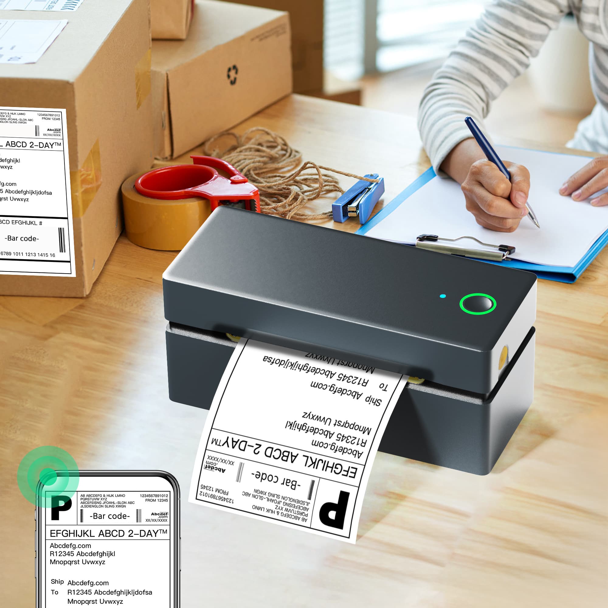 TEMU Label Printer Desktop Portable Label Printer Compatible With Smartphones And Computers Inkless Thermal Compact Printer For Home, Office, Courier Facsimiles