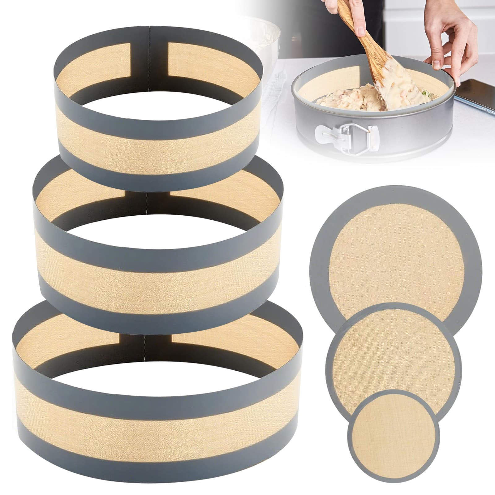 TEMU 6pcs Silicone Baking Mat, Reusable Pan Protector, Heat Resistant Bread Grilling Platter, Easy To For Making Pastries, Cookie, Baking Accessories