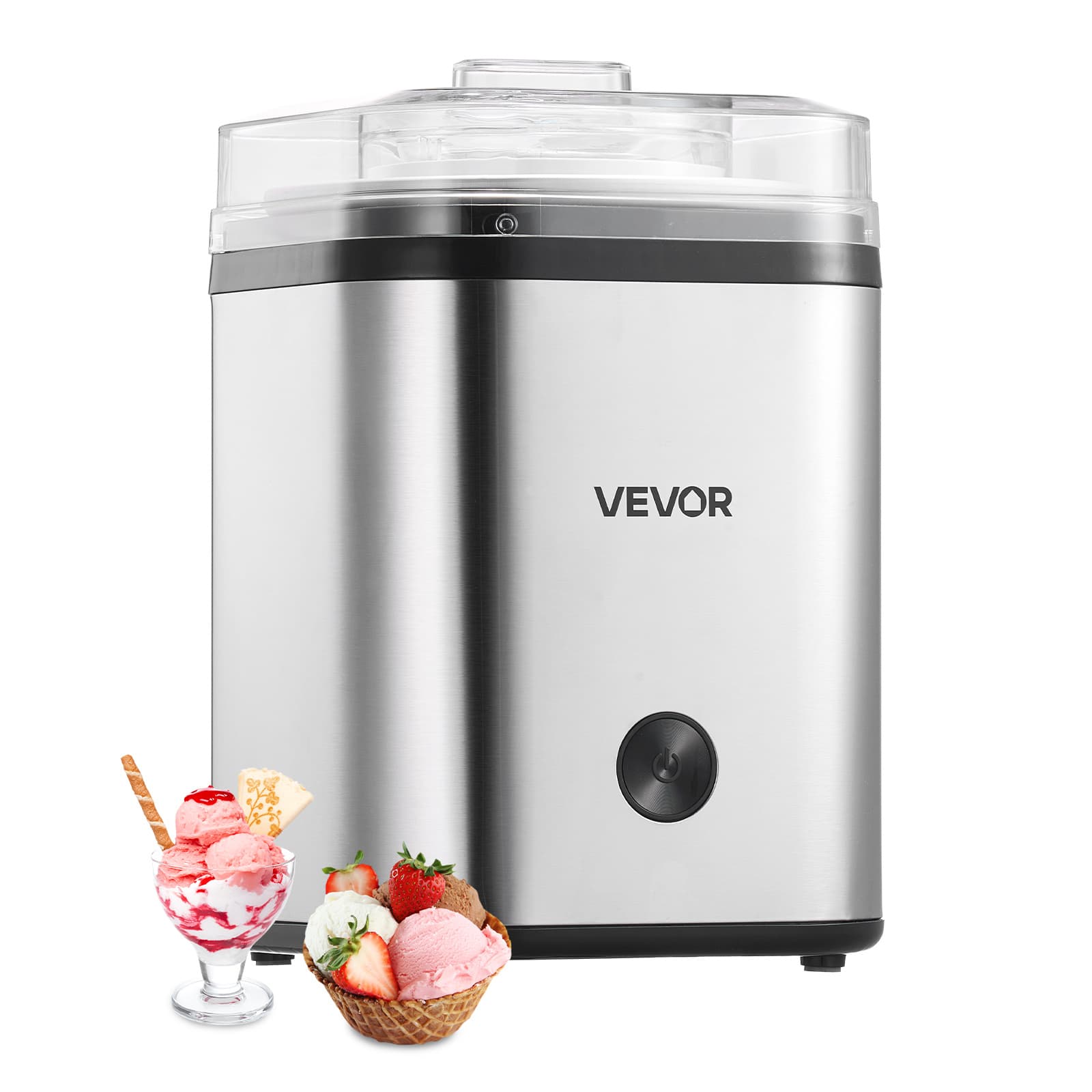 TEMU Vevor Ice Cream Maker Stainless Steel Automatic Machine 2.11 Qt Capacity Silver