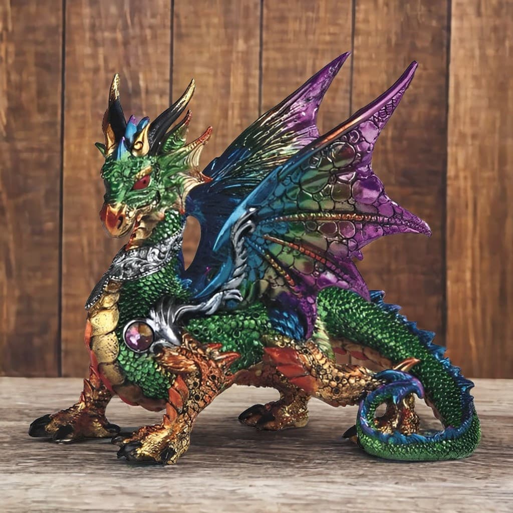TEMU 9.5" W Dragon With Purple/ Figurine Statue Home/room Decor And Perfect Gift Ideas For House Warming, Holidays And Birthdays Great Collectible Addition Scuplture Ornament Decroation