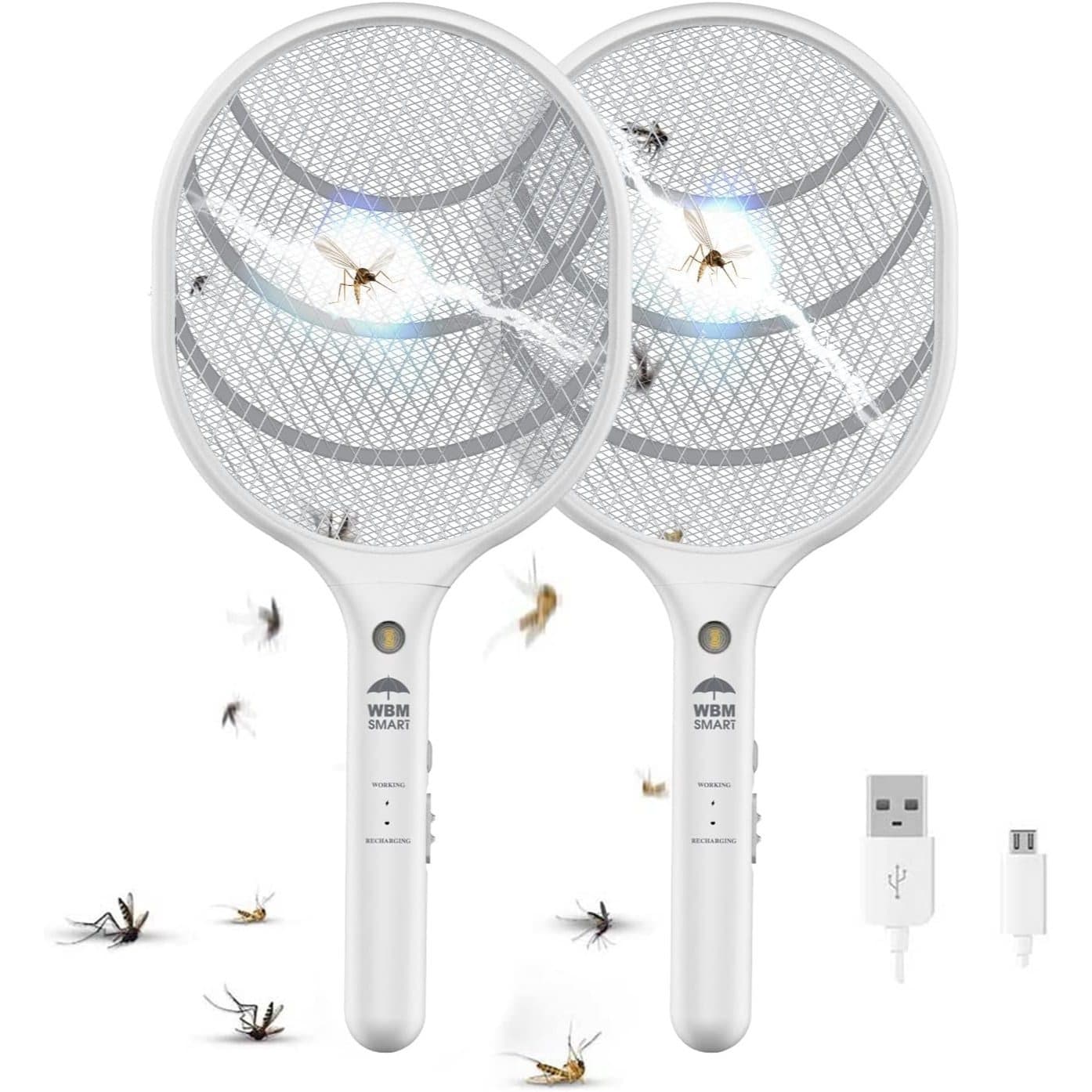 TEMU 2 Pcs Electric Fly Swatter Racket, Rechargeable Bug Zapper With Led Night Light | Usb Rechargeable | Fly Trap Racket Use For Indoor & Outdoor