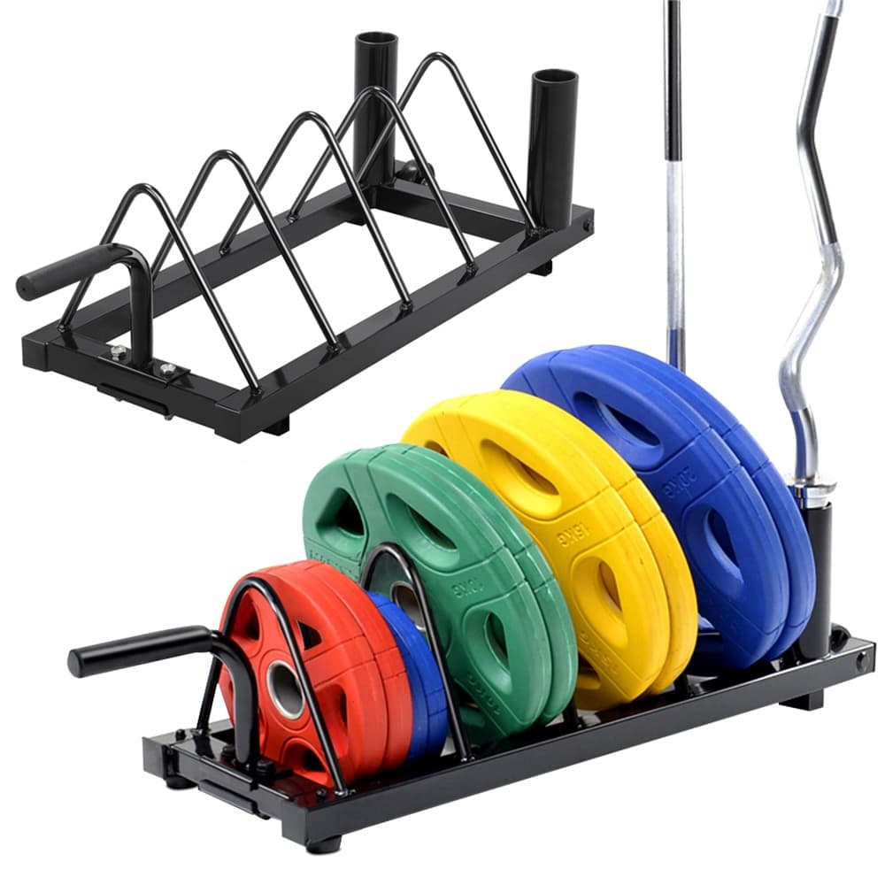 TEMU Horizontal Barbell Bumper Plate Rack Strength Fitness Rack Plate Holder Standard Plate Weight Storage Rack With Handle And Wheels