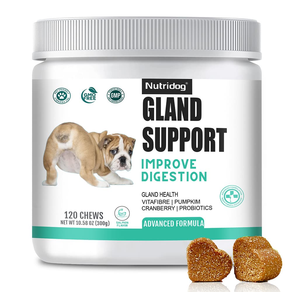 TEMU 10.58oz Nutridog Anal Gland Soft Chew Treats With Pumpkin For Dogs Digestive Enzymes, Probiotics Fiber Supplement For Dogs Boot The Scoot ( Salmon Chews, 120ct)-300g