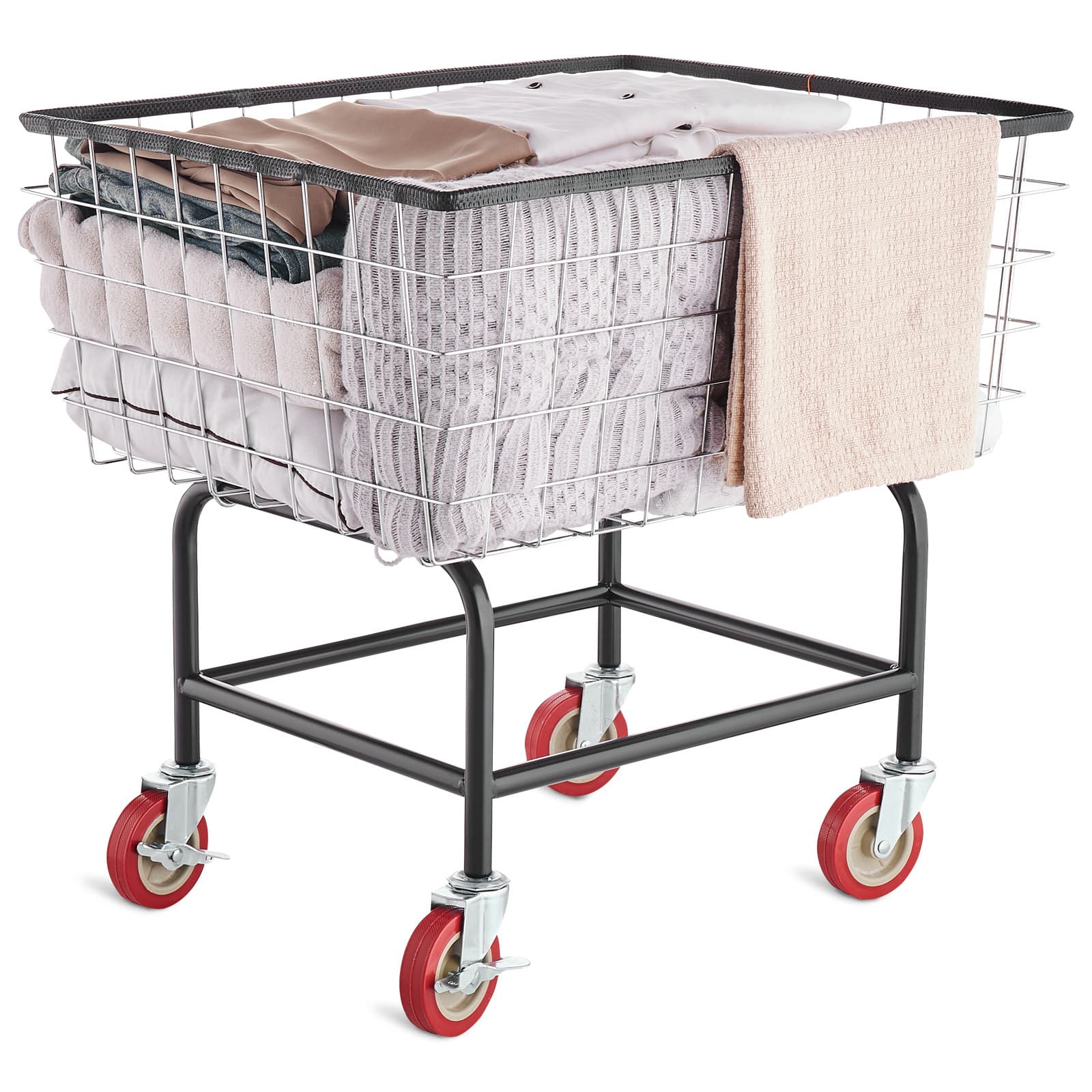 TEMU Vevor Wire Laundry Cart, 2.5 Wire Laundry Basket With Wheels, 21''x27''x27.5'' Commercial Wire Laundry Basket Cart, With Chrome Finish, 4inch Casters, Wire Basket Cart For Lau