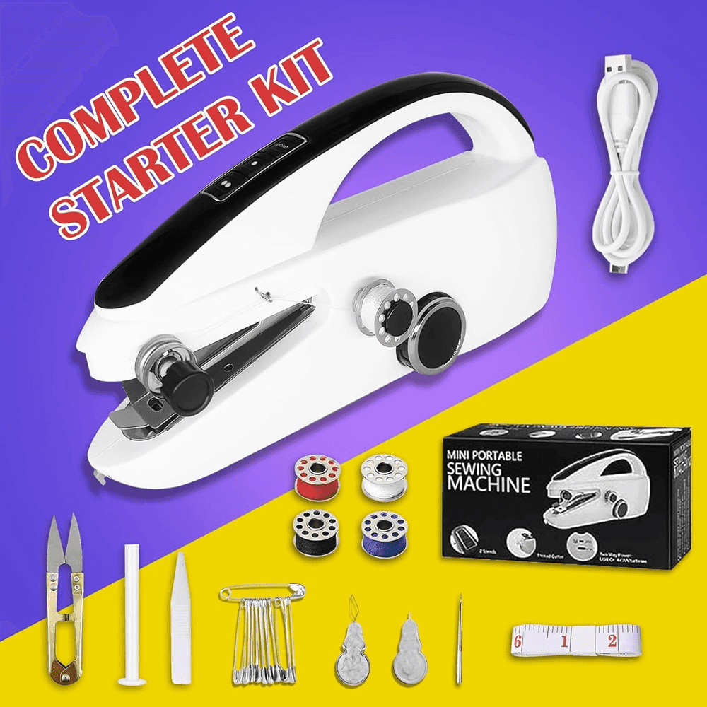 TEMU 14pcs Handheld Sewing Machine, Mini Portable Hand Held Sewing Machine For Beginners, Hand Stitching Machine For Clothes Fabrics Quick Repairs Home Diy Travel