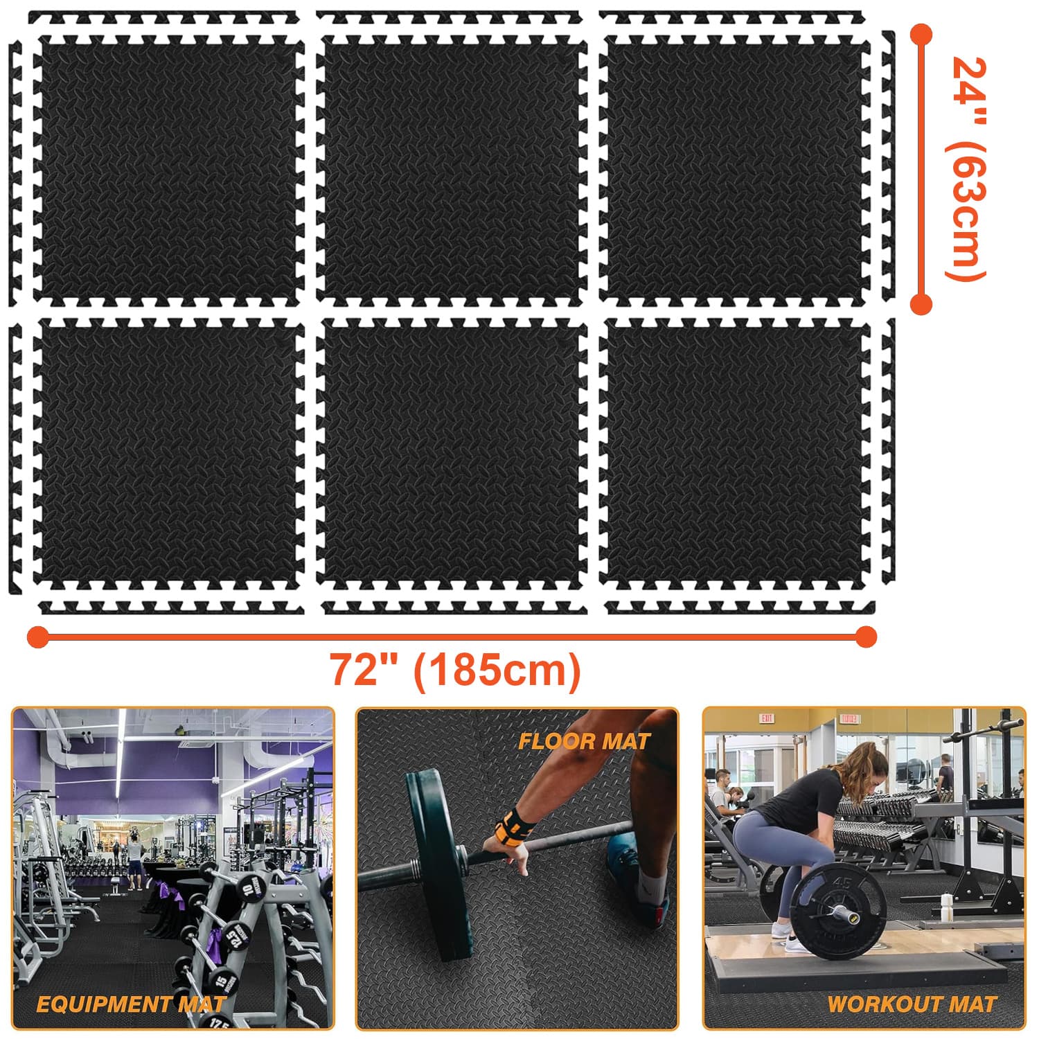 TEMU 24sqft Exercise Mat, 24x24x0.5inch 6- Interlocking Eva Foam Cushion Floor Mat For Gym, Garage, Home Office