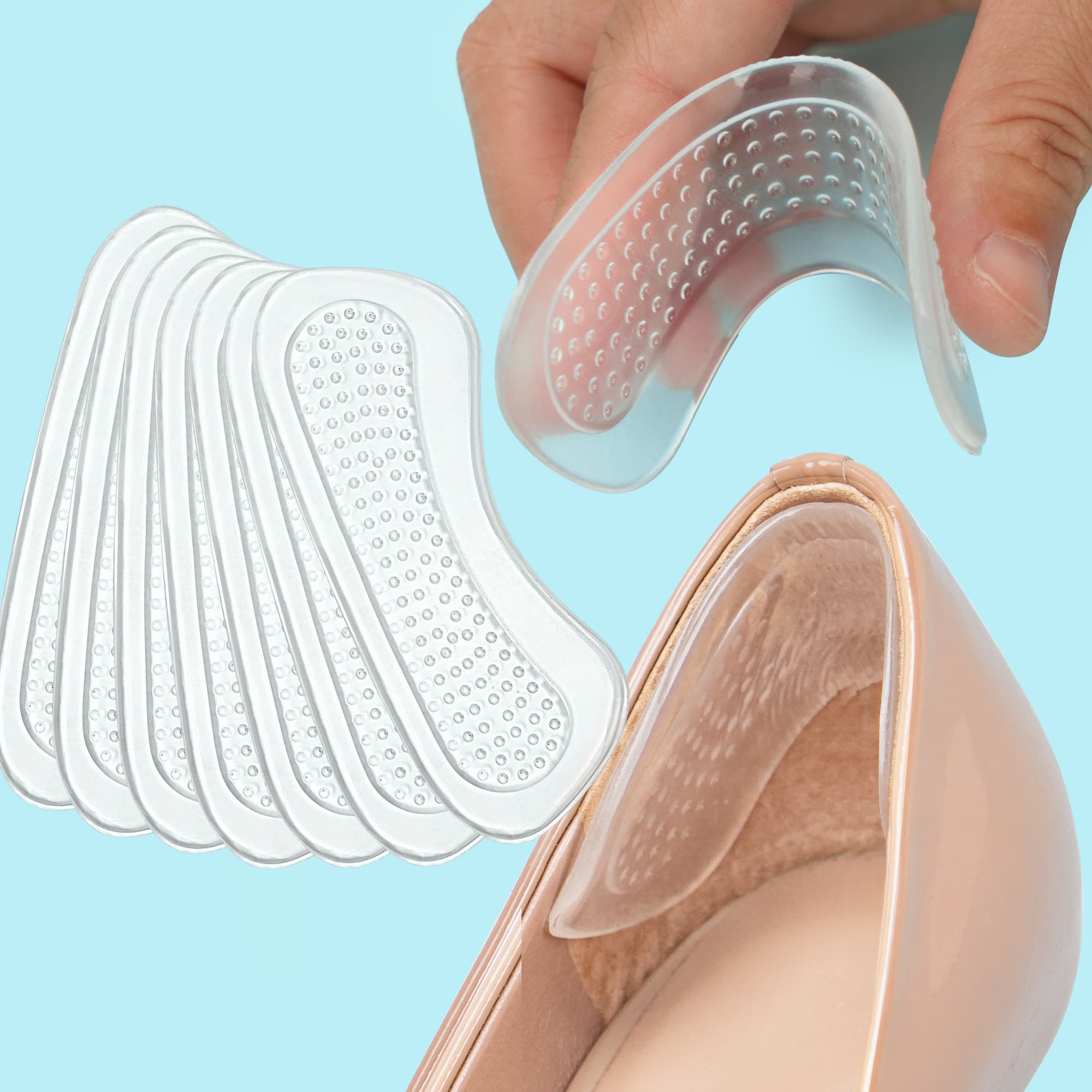 TEMU 8pcs Anti-slip Heel Cushion, Silicone Stickers For , Anti-slip Heel Cushion Inserts, Transparent Foot Care Protectors For Shoe Fit