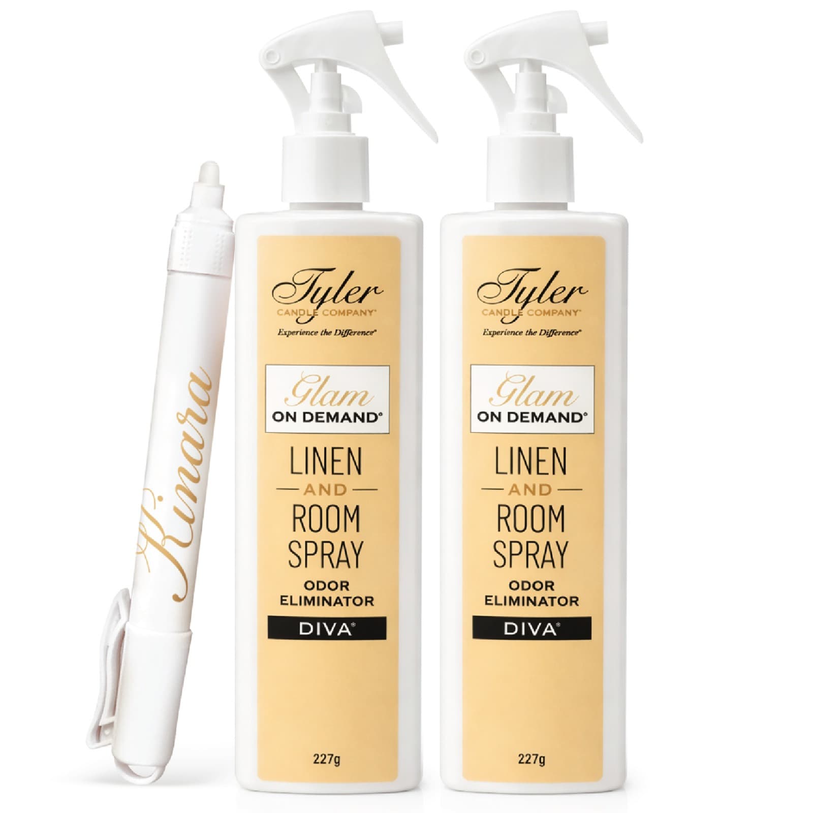 TEMU Glam Fabric & Room Spray, Diva Scent, 2 Pack With Pen