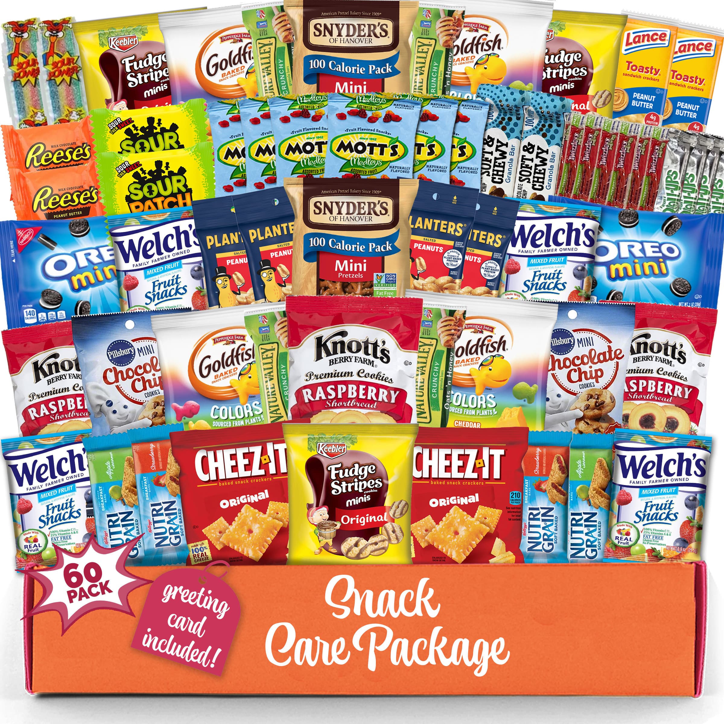 TEMU Snack Box Care Package Variety Pack Snack Pack (60 Count)candy Gift Basket For Kids Adults Teens Family