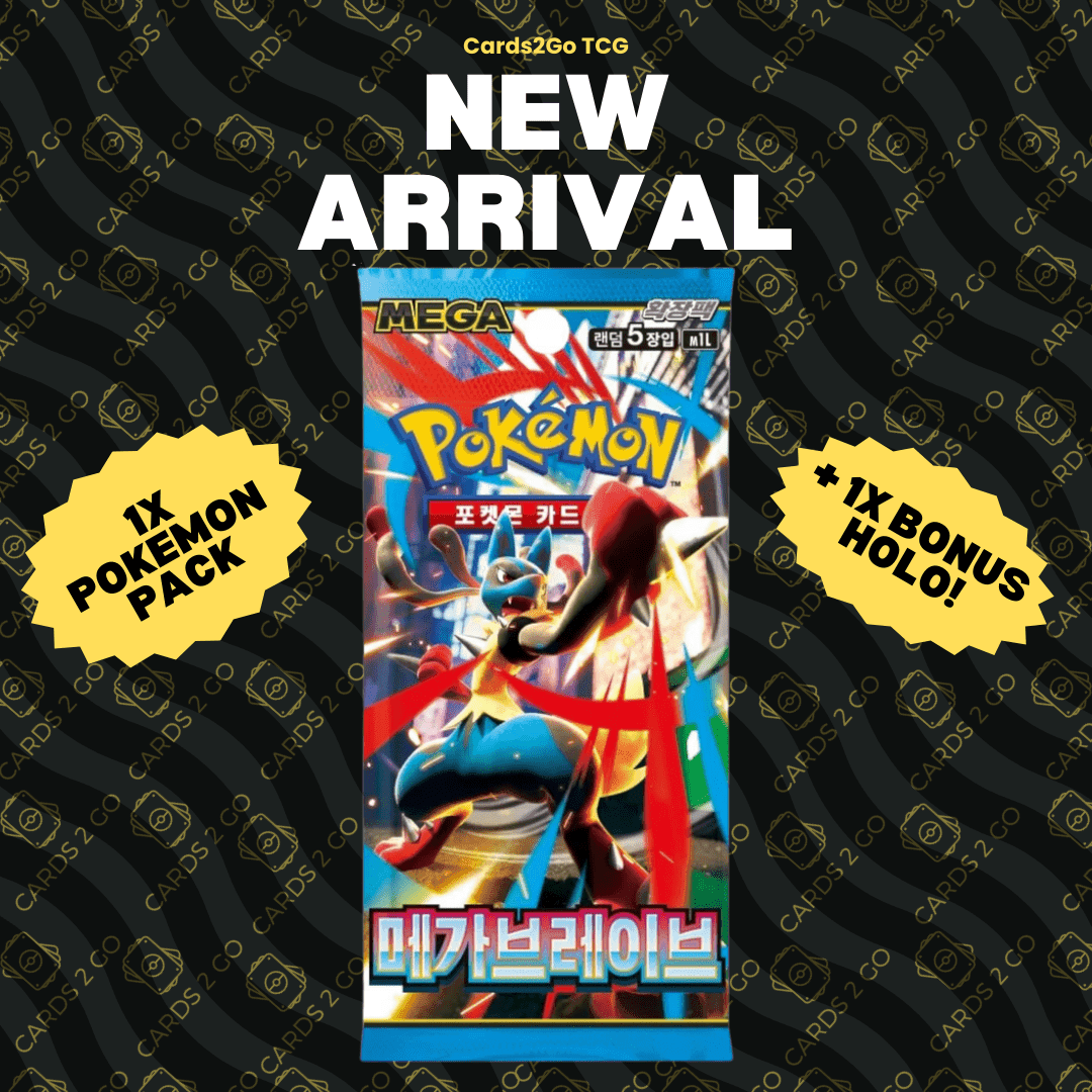 TEMU Cards - Pack 1x Sealed Authentic Mega Brave Korean + Bonus Holographic Card!
