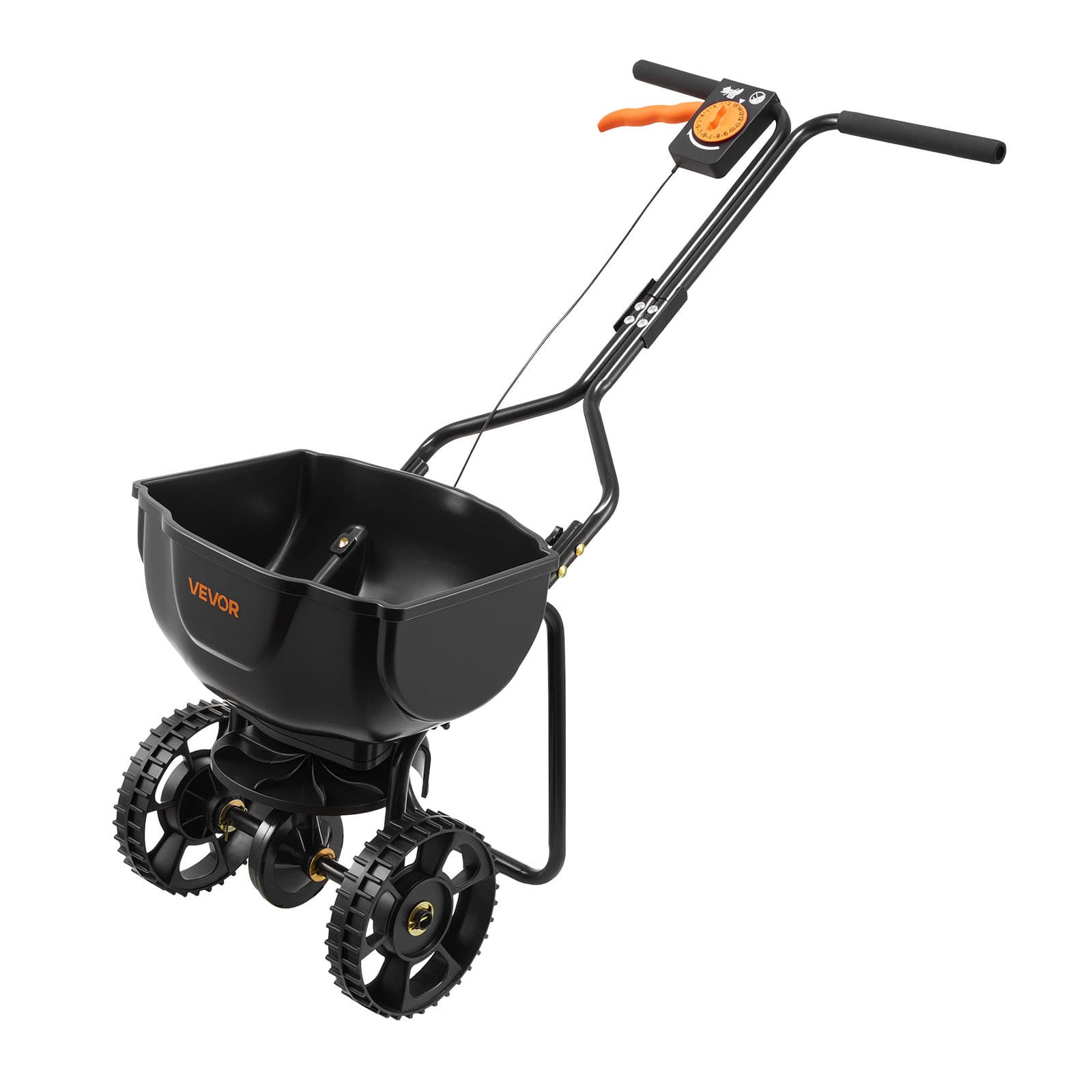 TEMU Vevor Walk-behind Spreader, 9.8ft Spreading Width, Push Broadcast Spreader With 10" Tires, Adjustable , Capacity Hopper, Lawn Spreaders For Fertilizer Seed Small Home Use