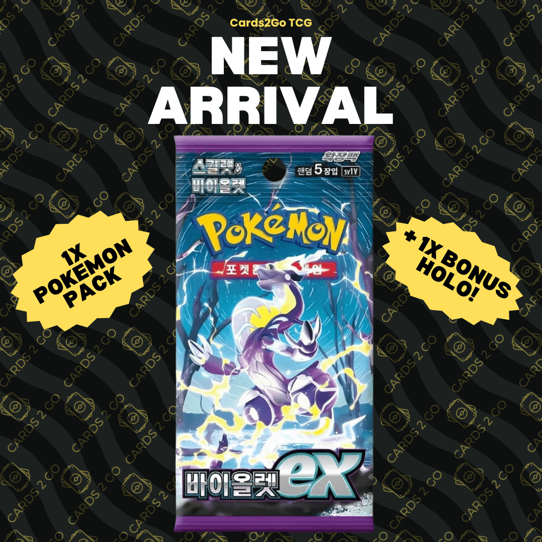 TEMU Cards - Pack 1x Sealed Authentic Violet Ex Korean + Bonus Holographic Card In Gift Box!