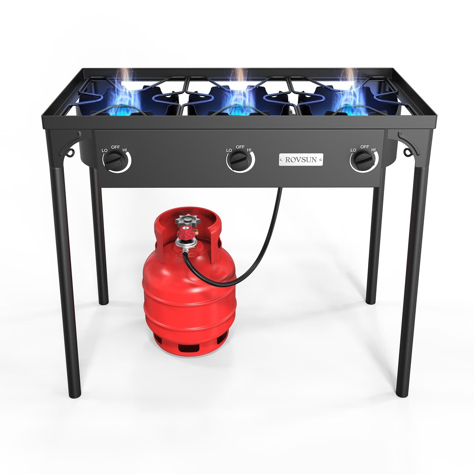 TEMU Outdoor Portable Propane Stove Gas Cooker, Heavy Duty Iron Cast Patio Burner With Detachable Stand Legs For Camp Cooking (1-burner 100, 000-btu)