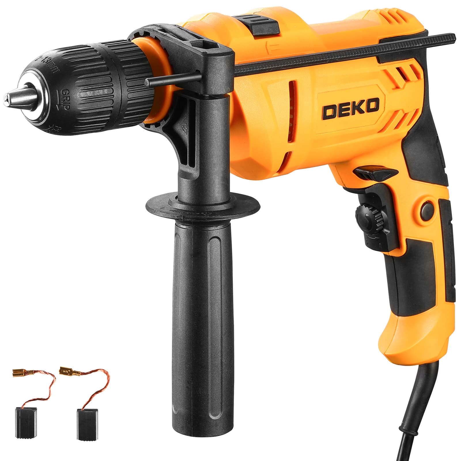 TEMU Deko 13mm Corded Drill | Hammer Drill With Auxiliary Handle | Metal Clamp | /reverse Functions | 6amp/650w | 120v | Wrench | 3000 Rpm | For Wood/steel/ | | Carpenters And Diy