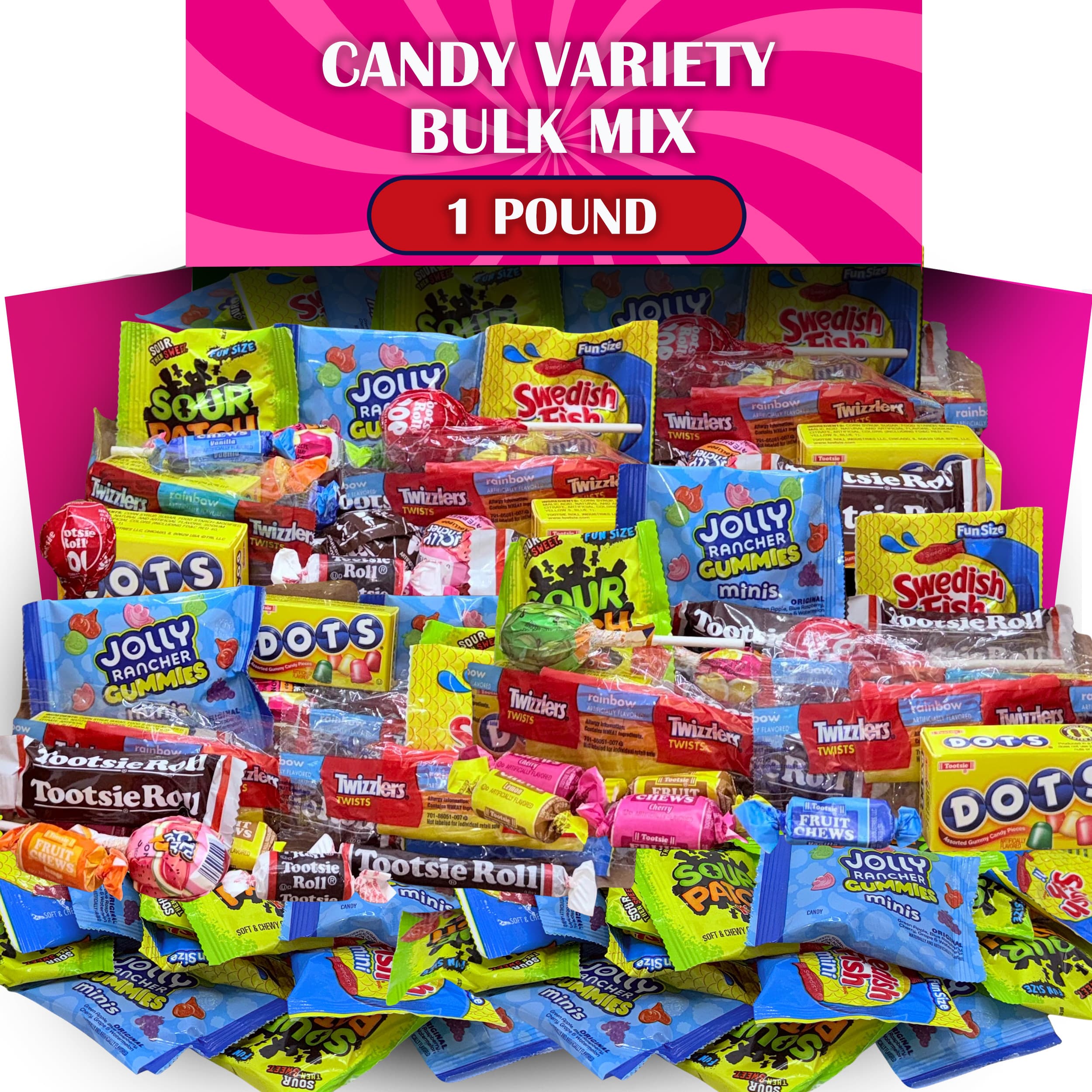 TEMU Bulk Candy Variety Pack, 1 Pounds Birthday Pinata Candy Party Mix, Assorted Individually Wrapped Candies For Offices, Parties, Candy Bowl, Parade Throws, Kids Goodie Bags And Parties