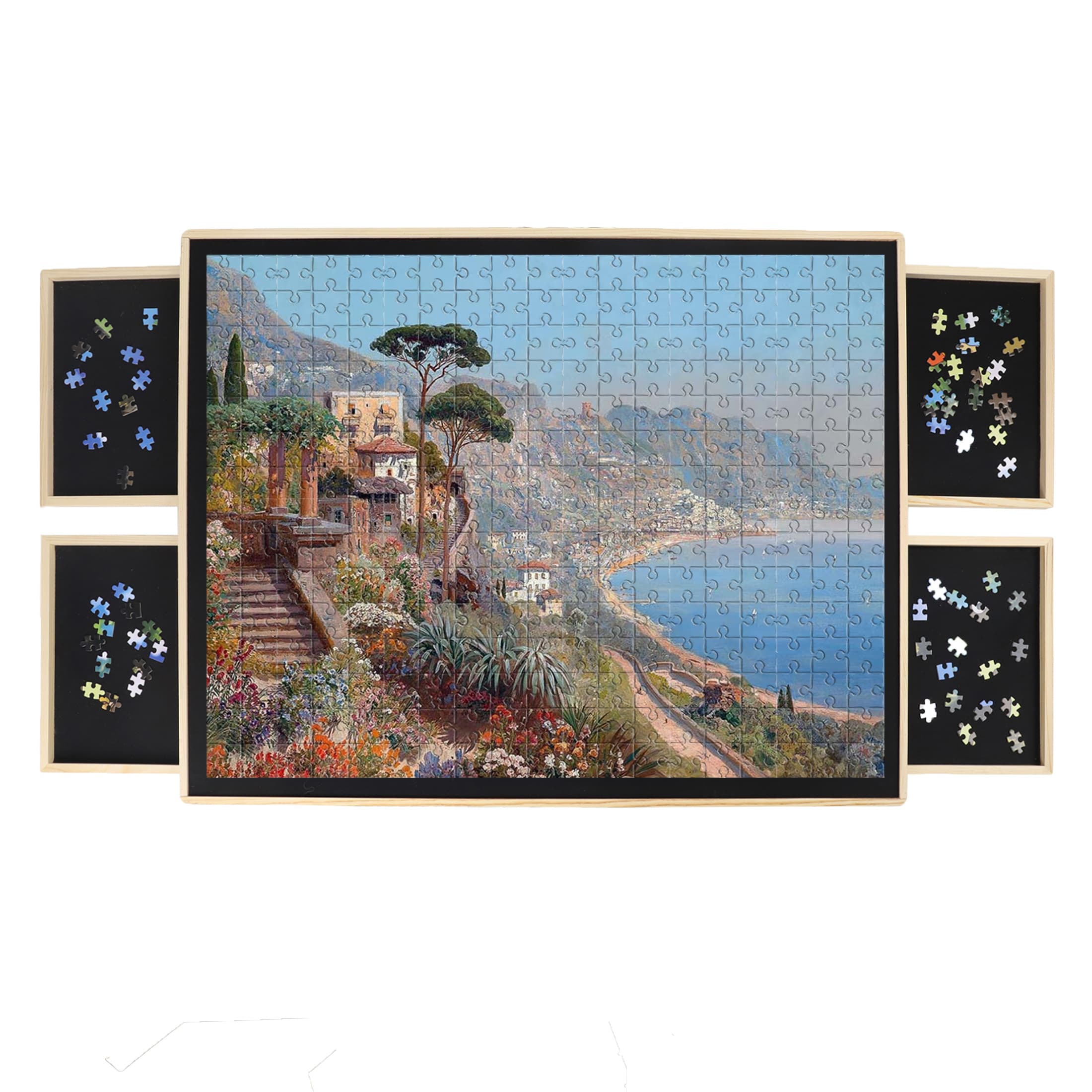 TEMU 1500 Piece Rotating Puzzle Board With Drawers And Cover, 28"x35"portable Wooden Puzzle Table For Adults Portable,lazy Spinning Puzzle Boards Birthday Gift For Mom(excluding Puzzles)