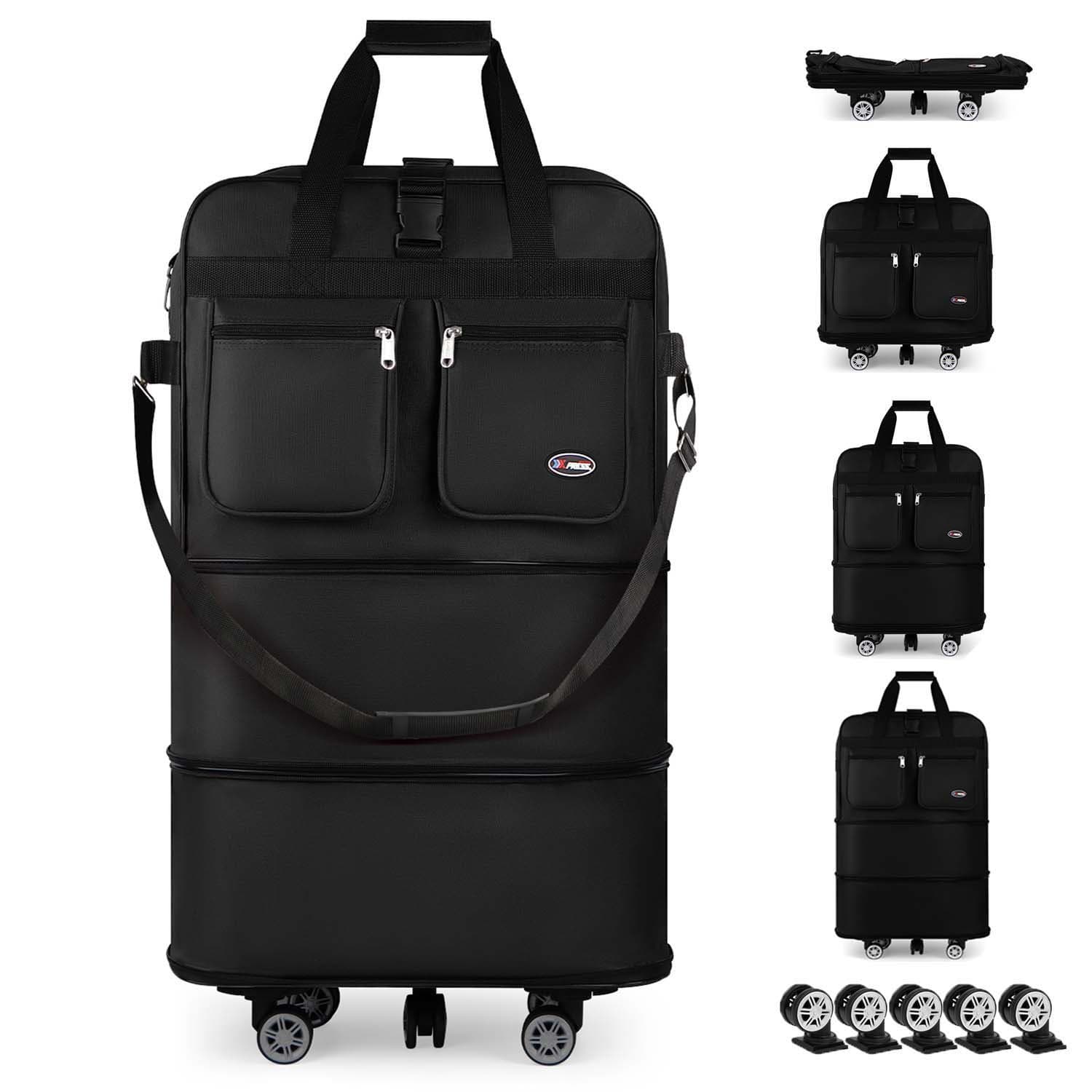 TEMU 30" 36" Soft Expandable Foldable Luggage Bag With Removable Spinner Wheels,3-layer Collapsible Suitcase Bag, Water-resistant Large Capacity Rolling Duffle Bag For Home Storage