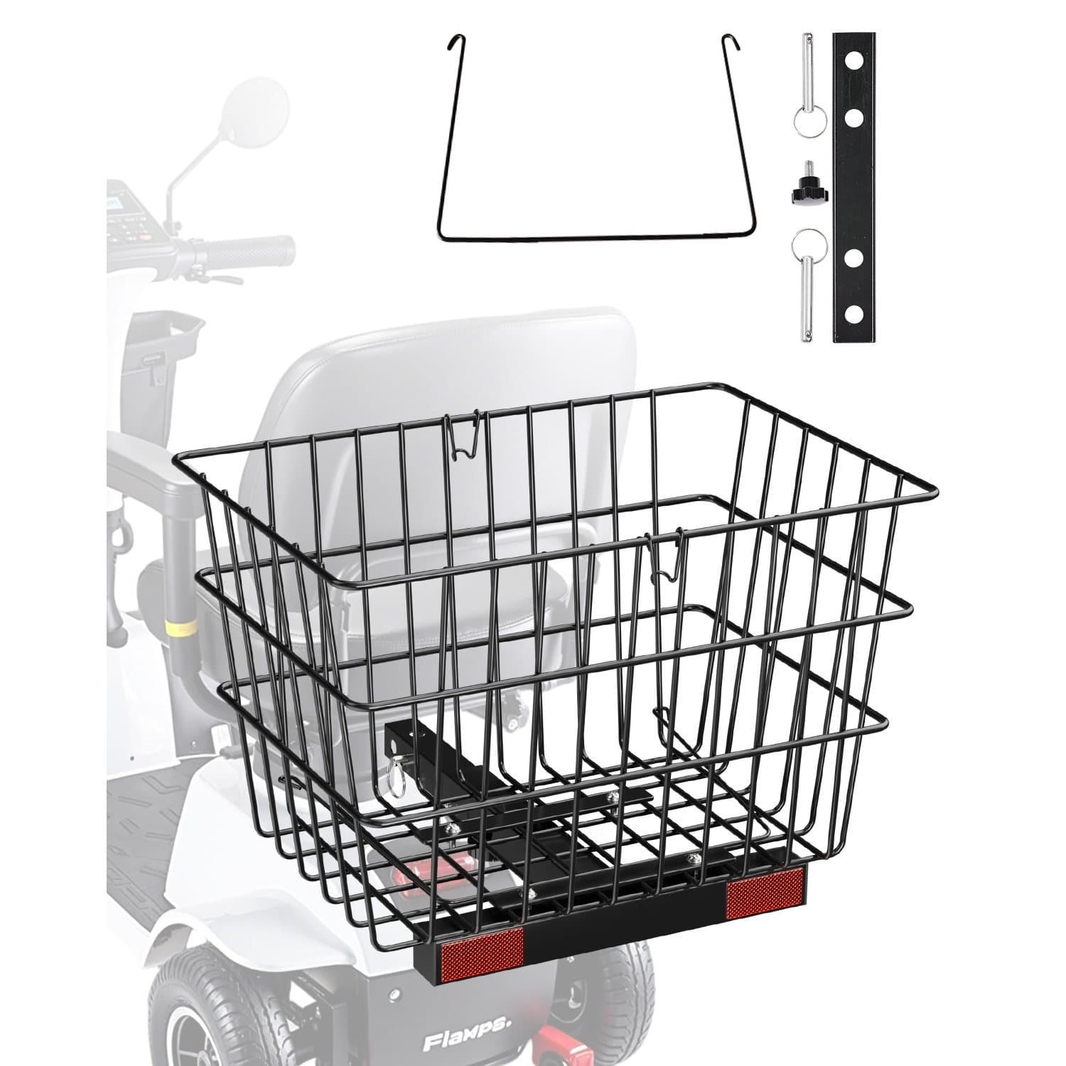 TEMU Vevor Scooter Rear Basket Heavy Duty Mobility Basket With Handle 1 In Receiver, /, T-shaped/no Bracket