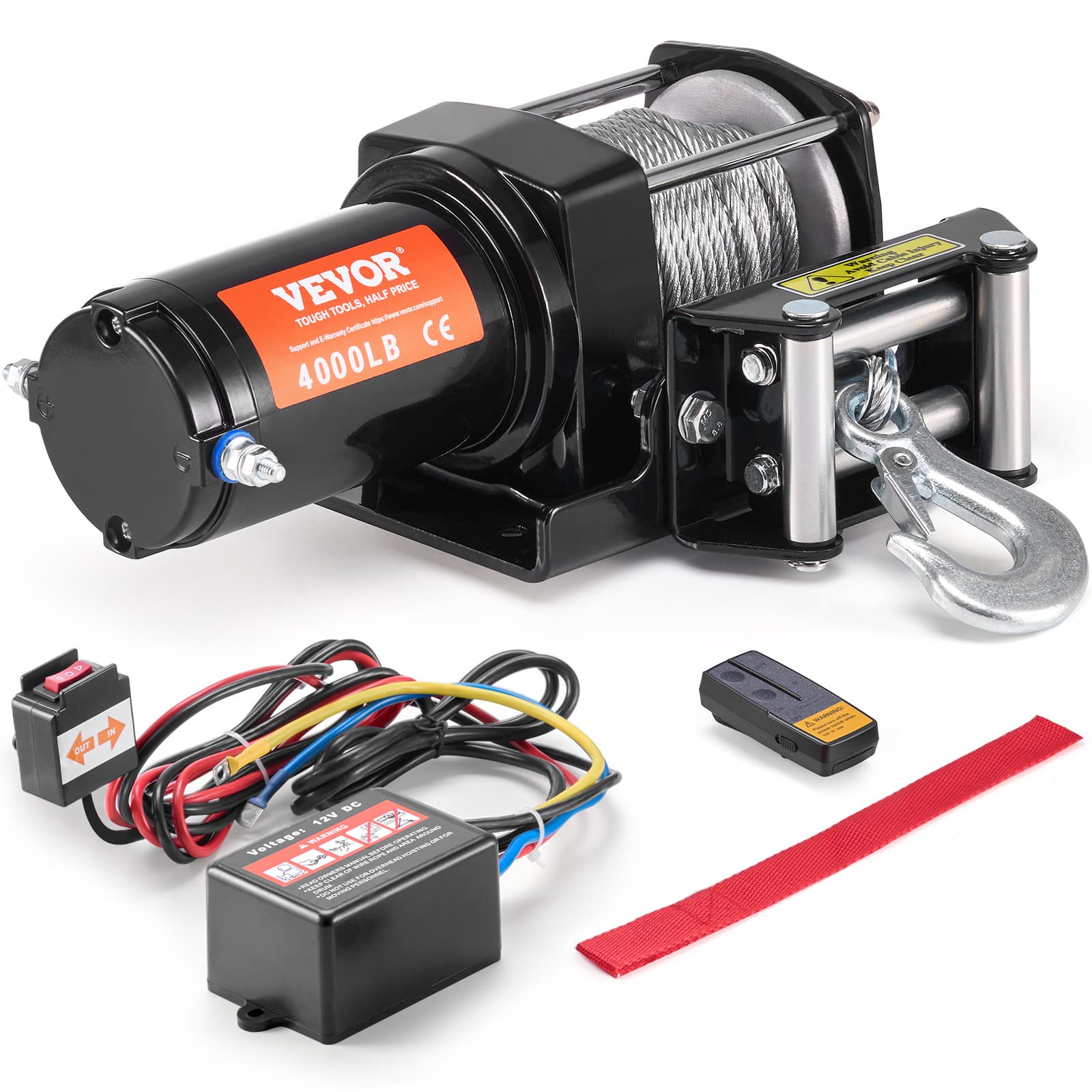 TEMU Vevor Electric Winch Atv Utv 4000 Lb Steel Cable Remote Control