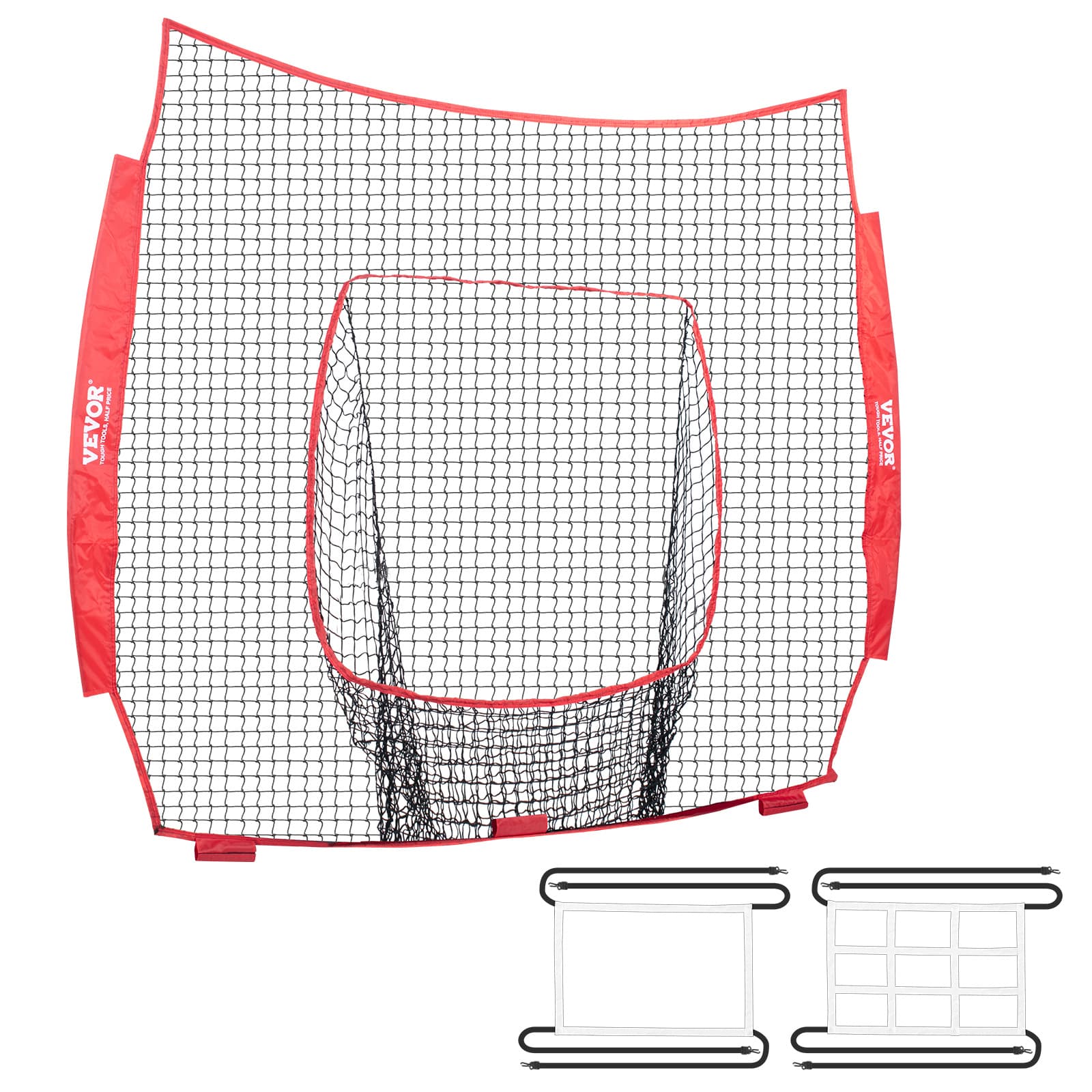TEMU Vevor 7x7 Ft Baseball Softball Practice Net, Portable Baseball Training Net For Hitting Batting Catching Pitching, Baseball Equipment Training Aids With (net Only, Without Support Frame)
