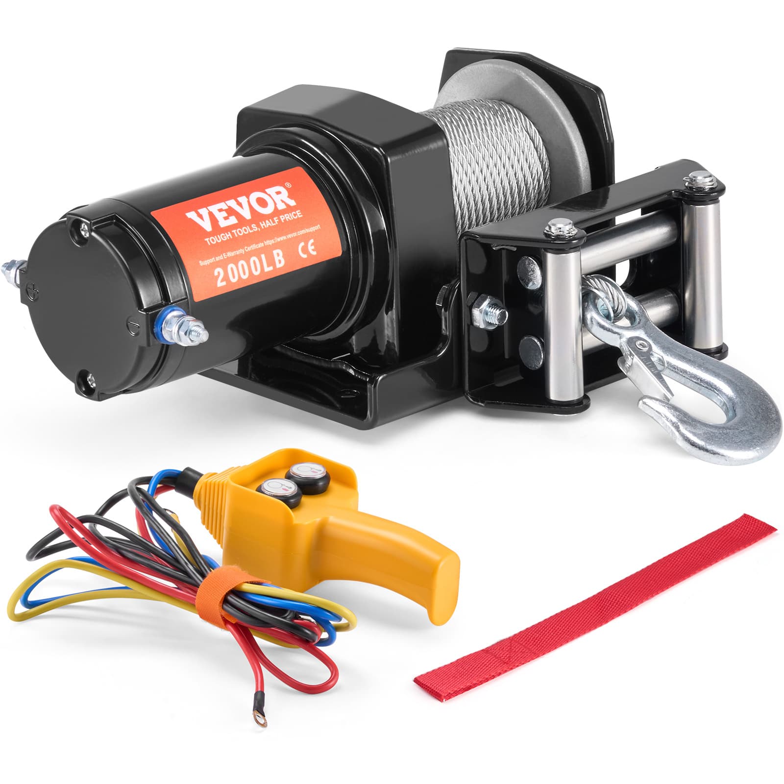 TEMU Vevor Electric Winch Atv Utv 2000 Lb Steel Cable Wired Control