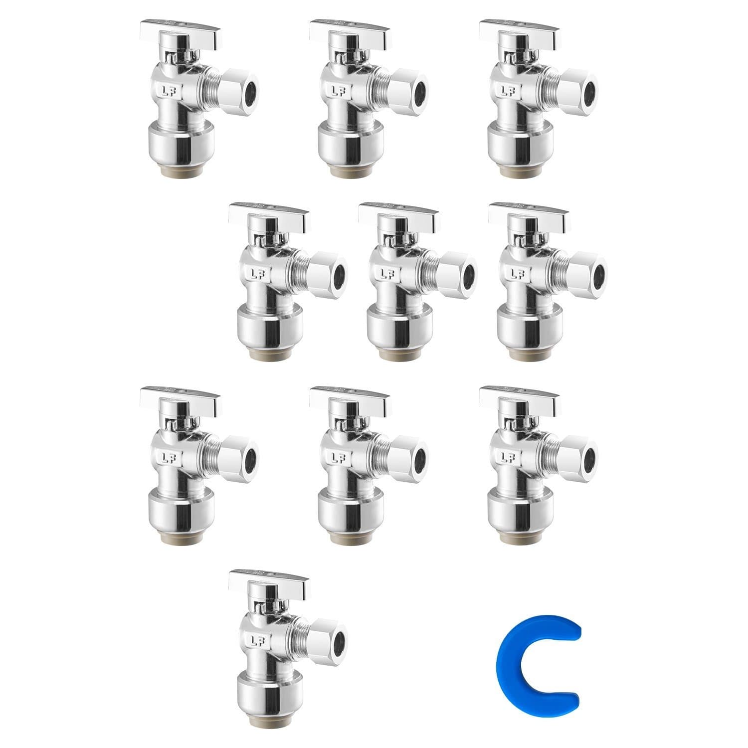 TEMU 10 Pack Angle Stop Valve Push-to-connect 1/2" Ptc X 3/8" Od 1/4 Turn