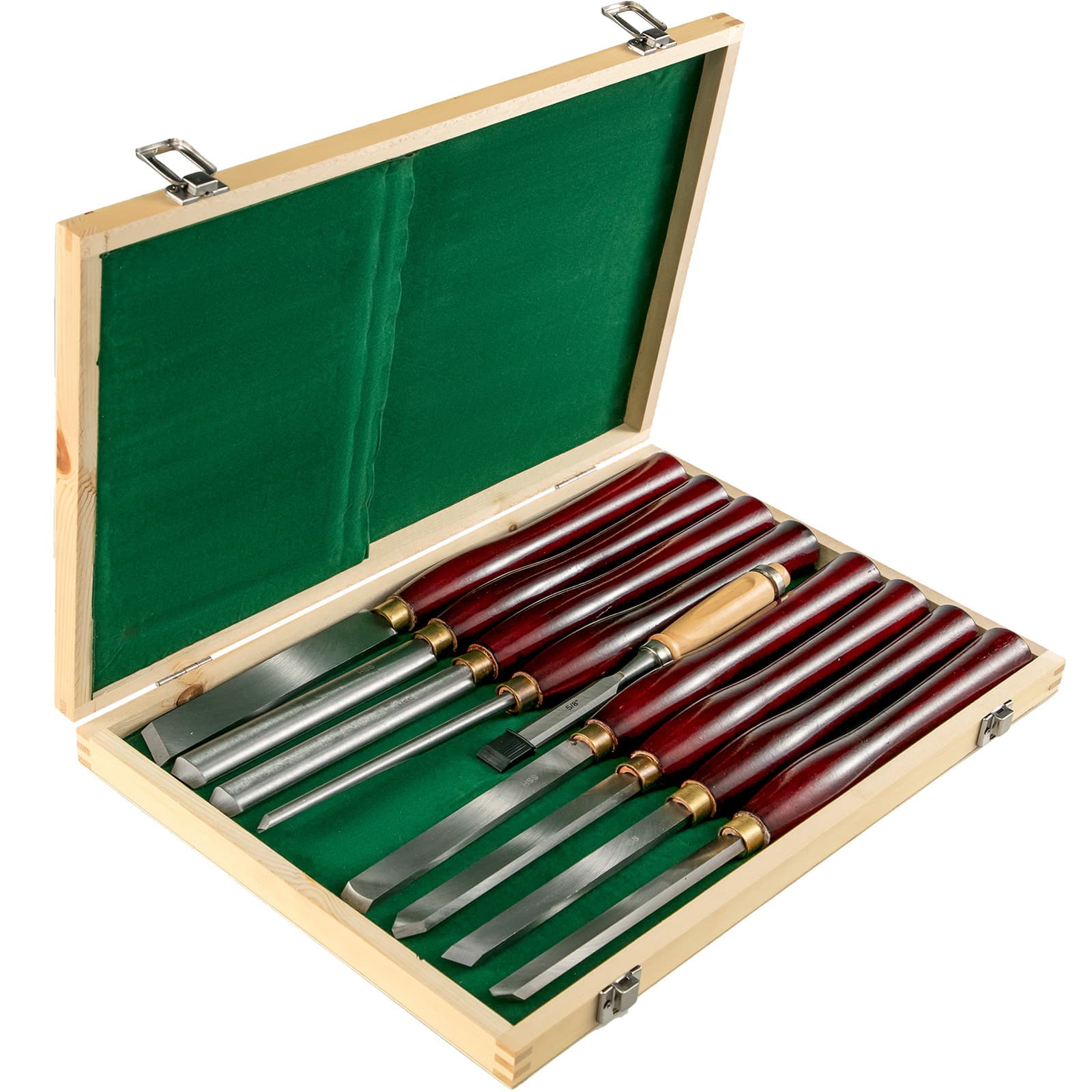 TEMU Vevor Woodworking Lathe Chisel Set 8 Piece Set Lathe Chisel Hss Steel Wood Turning Tools Wooden Case For Storage For Wood Carving Root Carving Furniture Carving Lathes Red